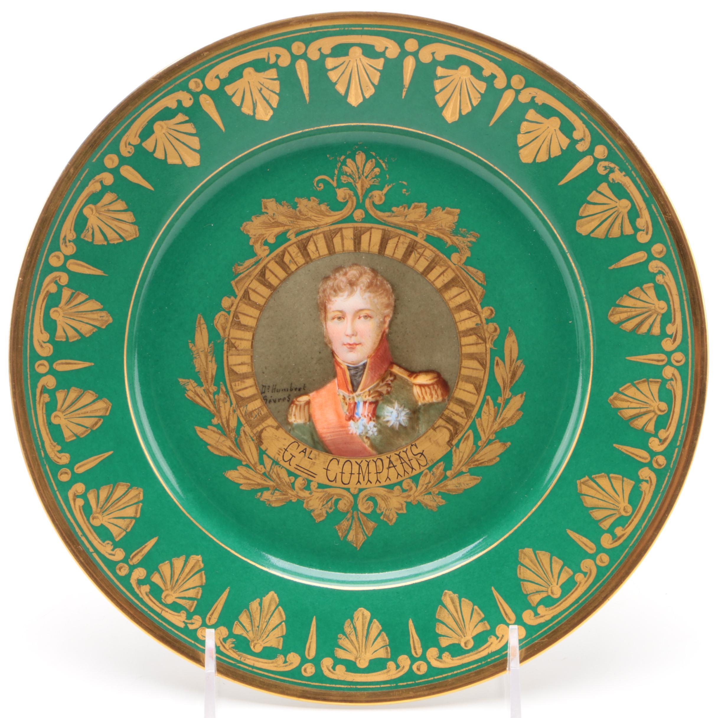 Sèvres Napoleonic Hand-Painted Portrait Plates Painted by D' Humbert, 1804-1809