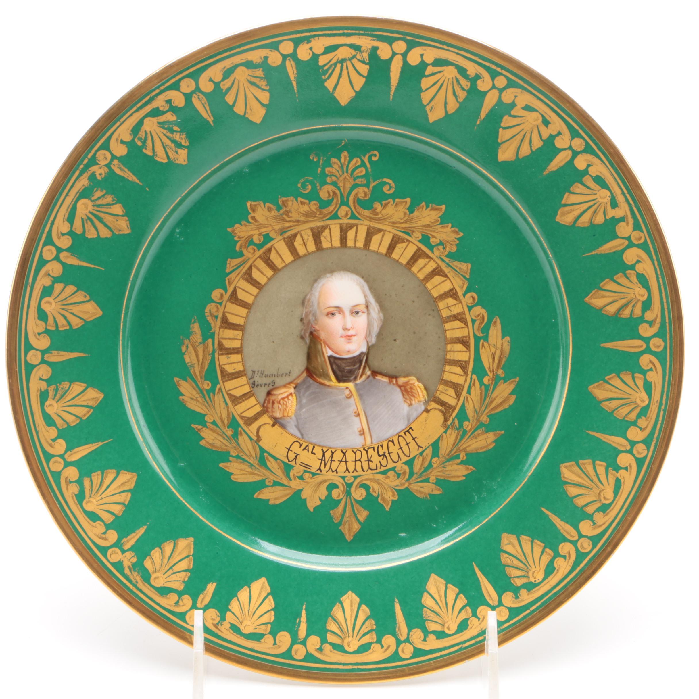 Sèvres Napoleonic Hand-Painted Portrait Plates Painted by D' Humbert, 1804-1809