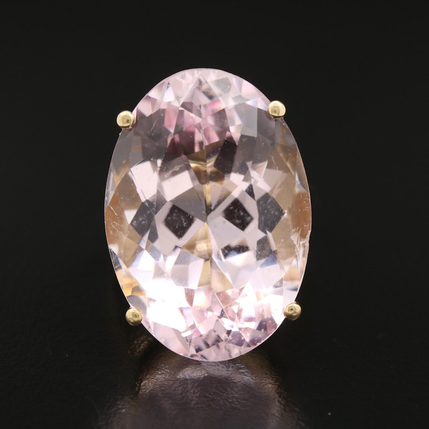 18K Yellow Gold Oval Faceted 36.24 CT Morganite Ring