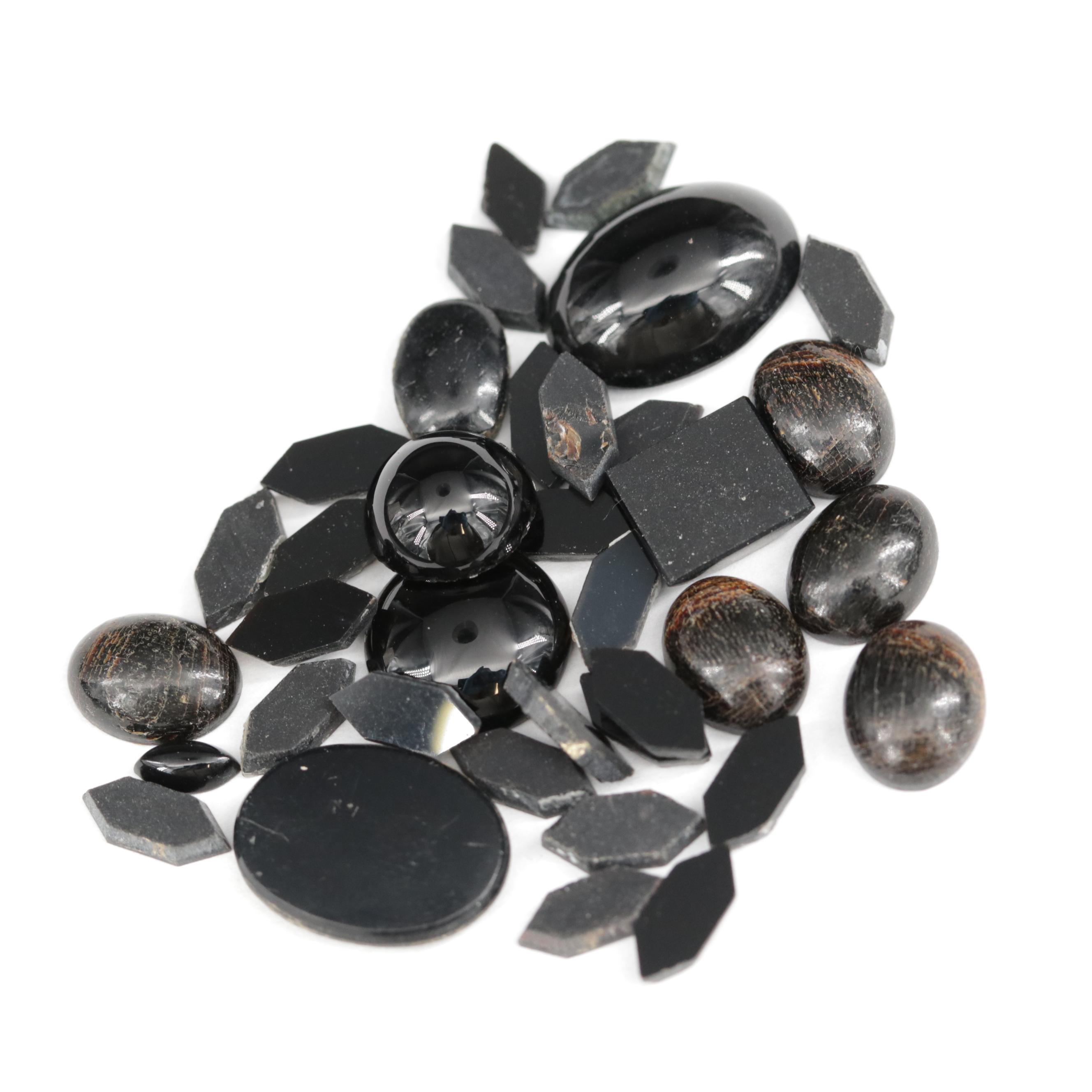 Loose 42.45 CTW Black Onyx and Black Coral