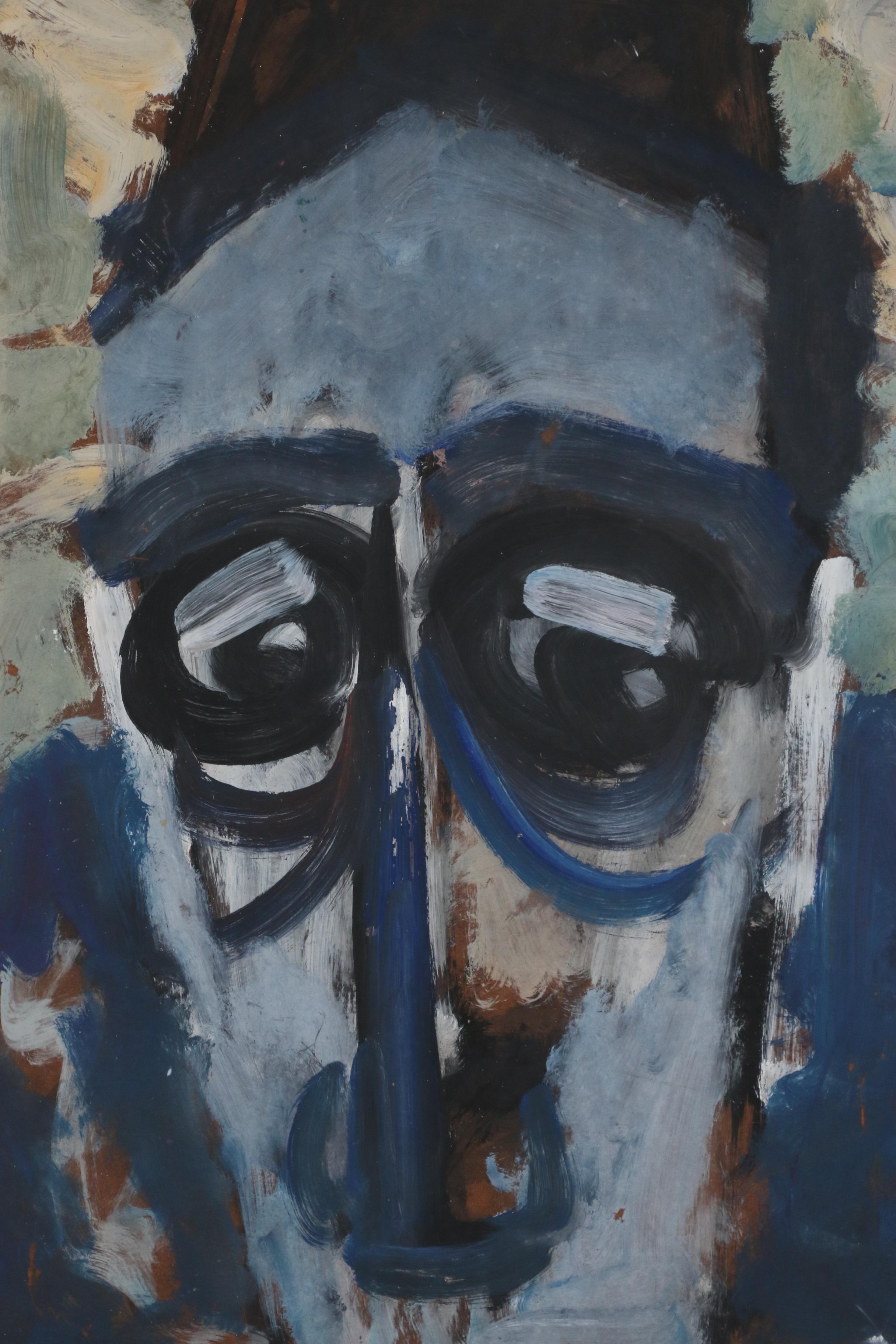 Robert W. Hasselhoff Abstract Portrait Oil Painting "Benedict", 20th Century