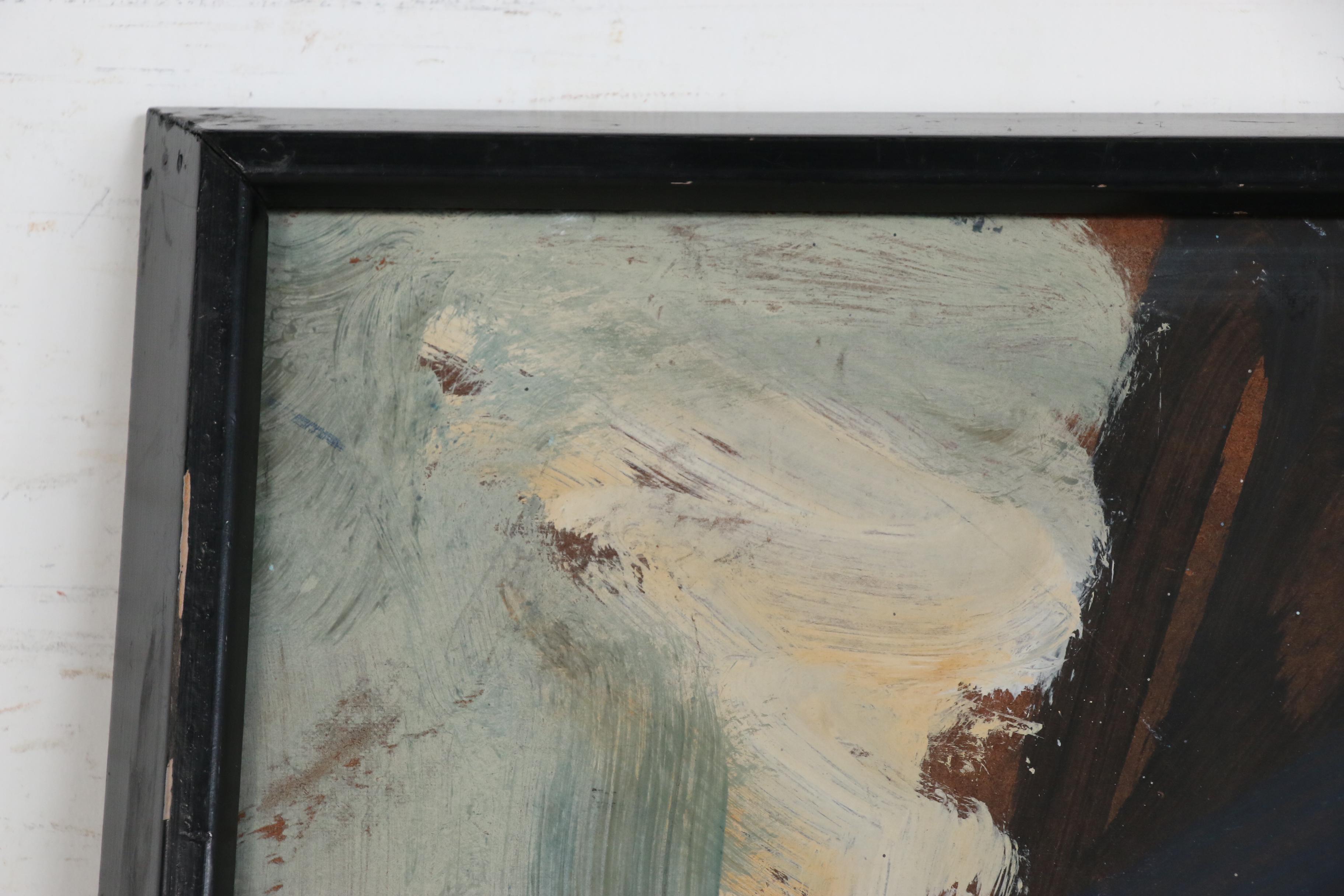 Robert W. Hasselhoff Abstract Portrait Oil Painting "Benedict", 20th Century