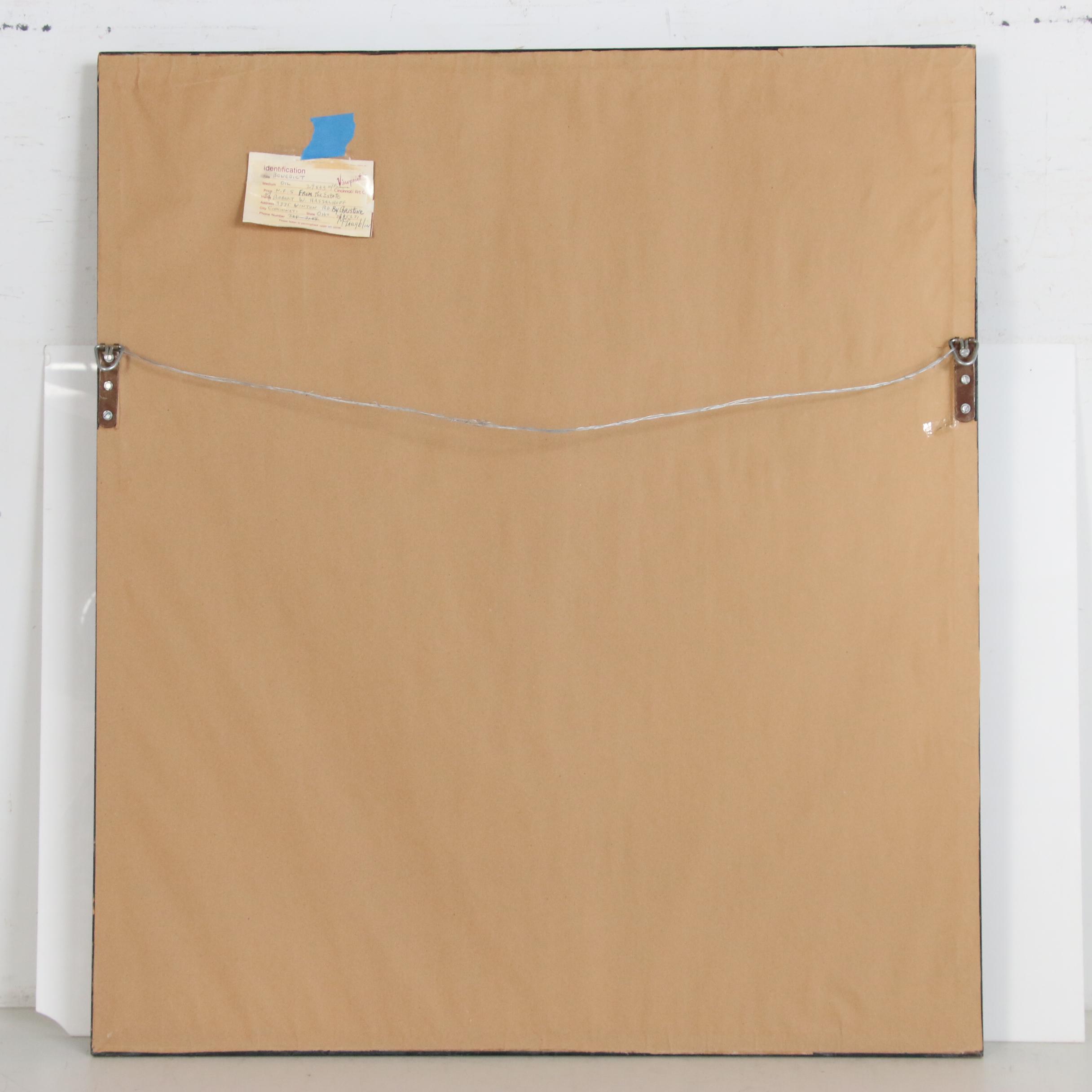 Robert W. Hasselhoff Abstract Portrait Oil Painting "Benedict", 20th Century