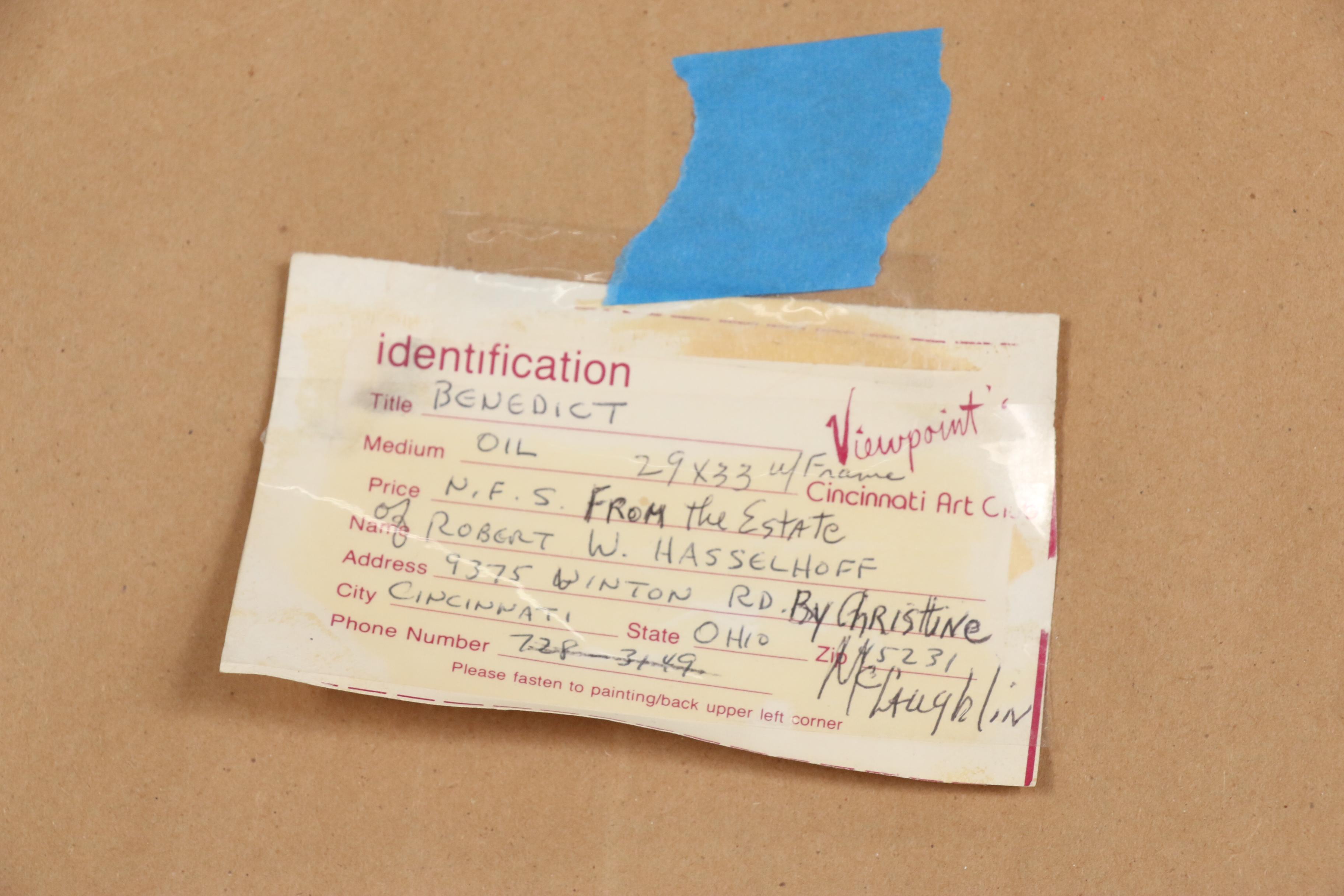 Robert W. Hasselhoff Abstract Portrait Oil Painting "Benedict", 20th Century