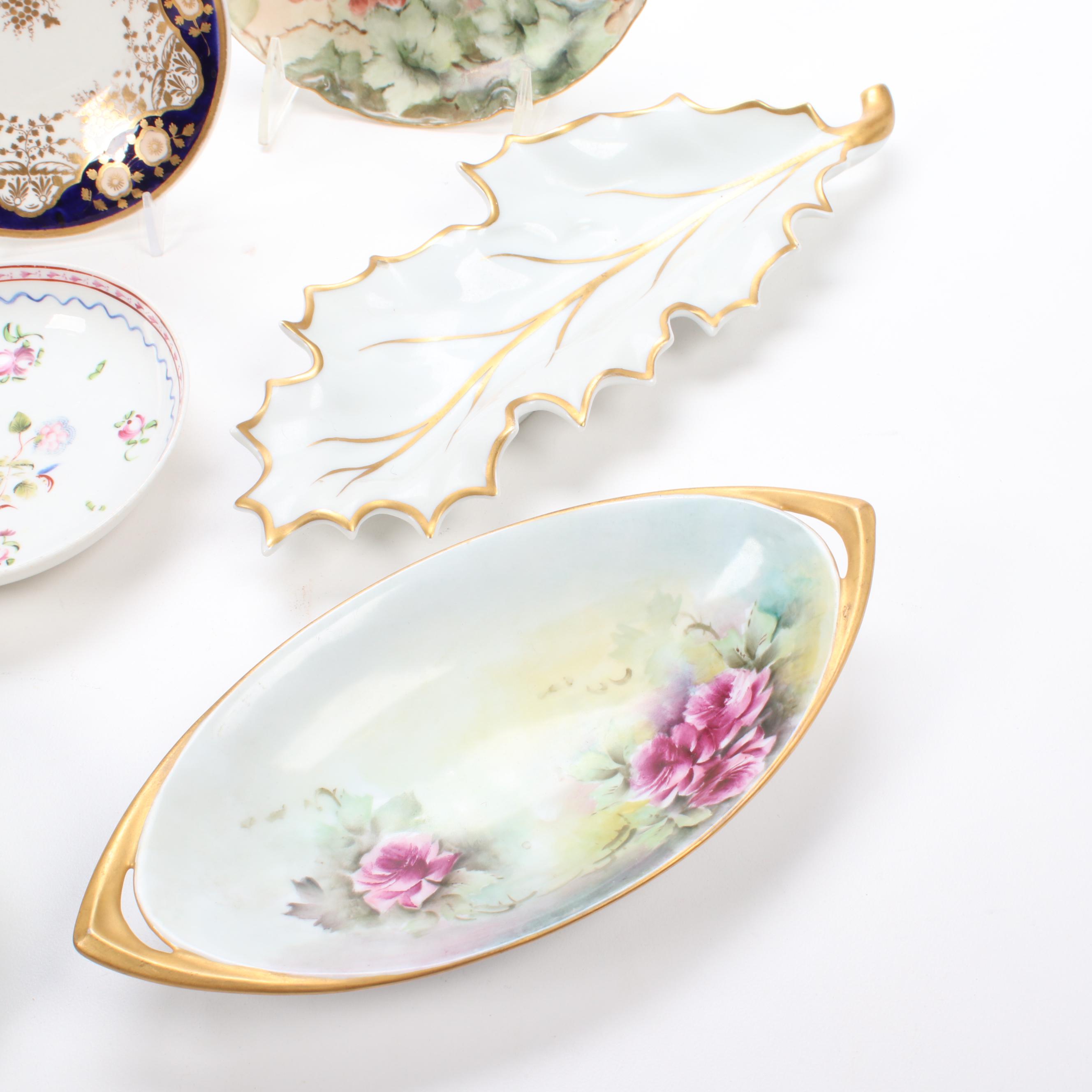 European Hand-Painted Porcelain Table Accessories, Antique