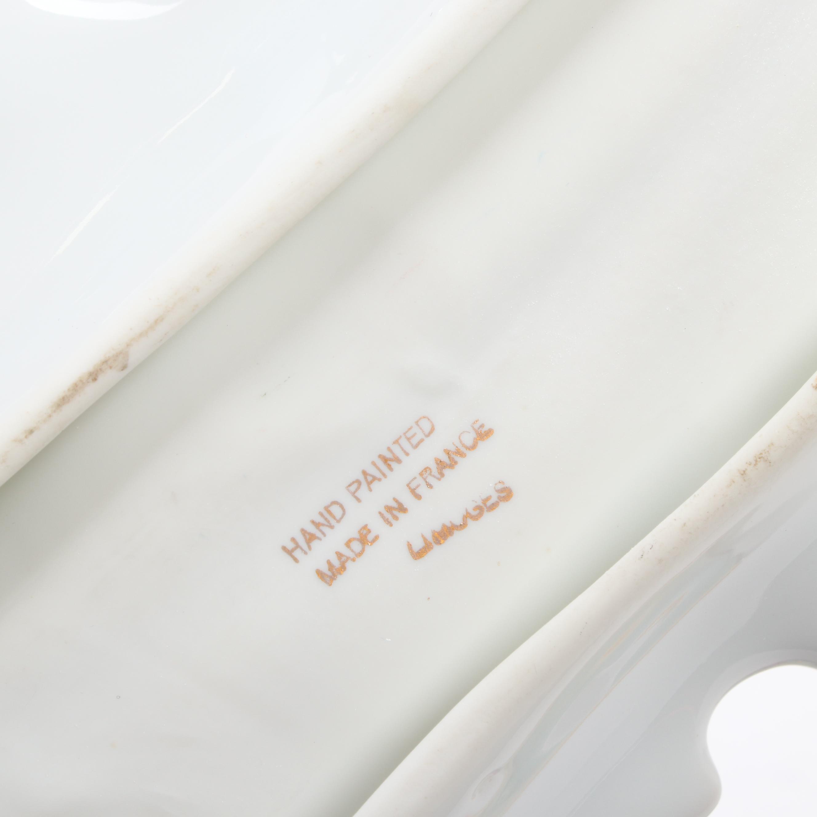 European Hand-Painted Porcelain Table Accessories, Antique