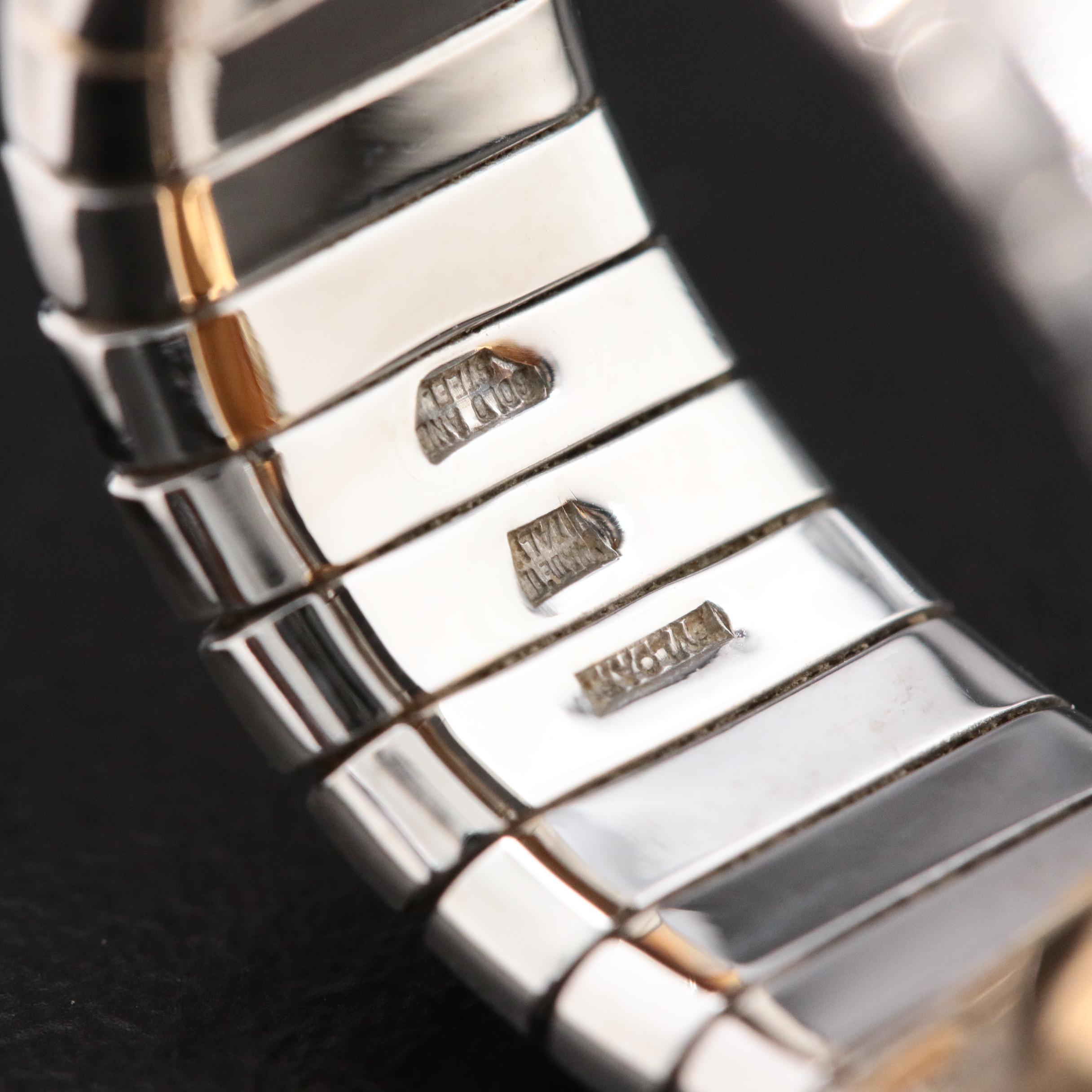 Bvlgari "Tubogas" 18K Gold and Stainless Steel Black Onyx Ring