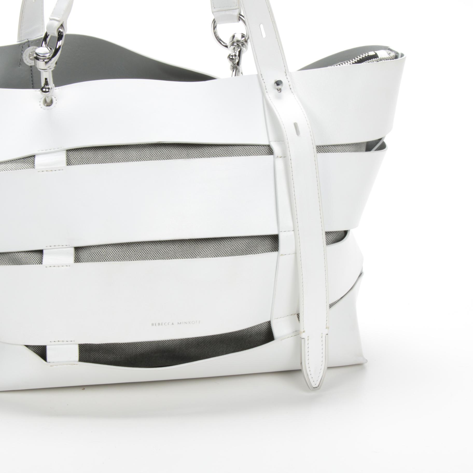 Rebecca Minkoff Cage Stella White Leather Tote Bag
