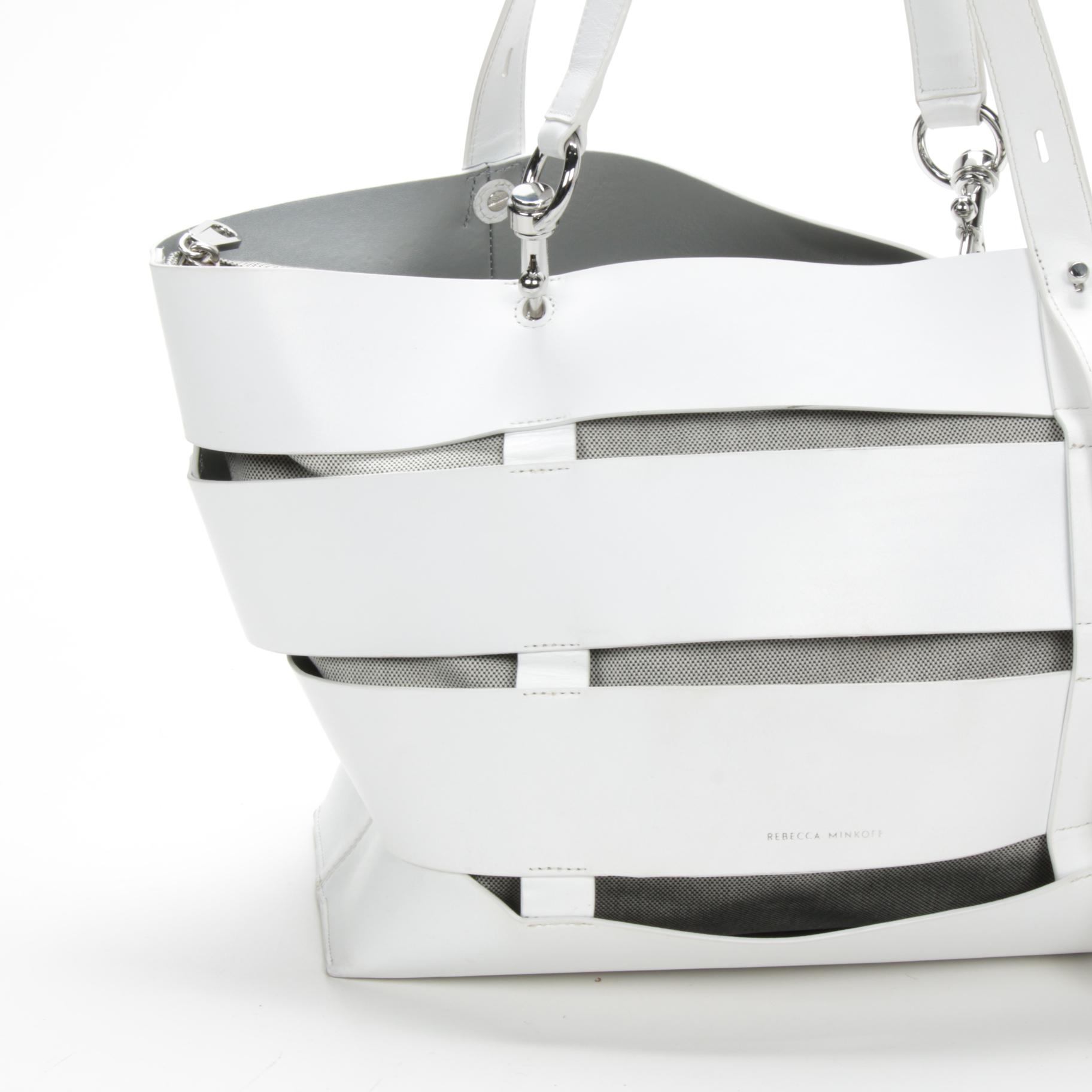 Rebecca Minkoff Cage Stella White Leather Tote Bag