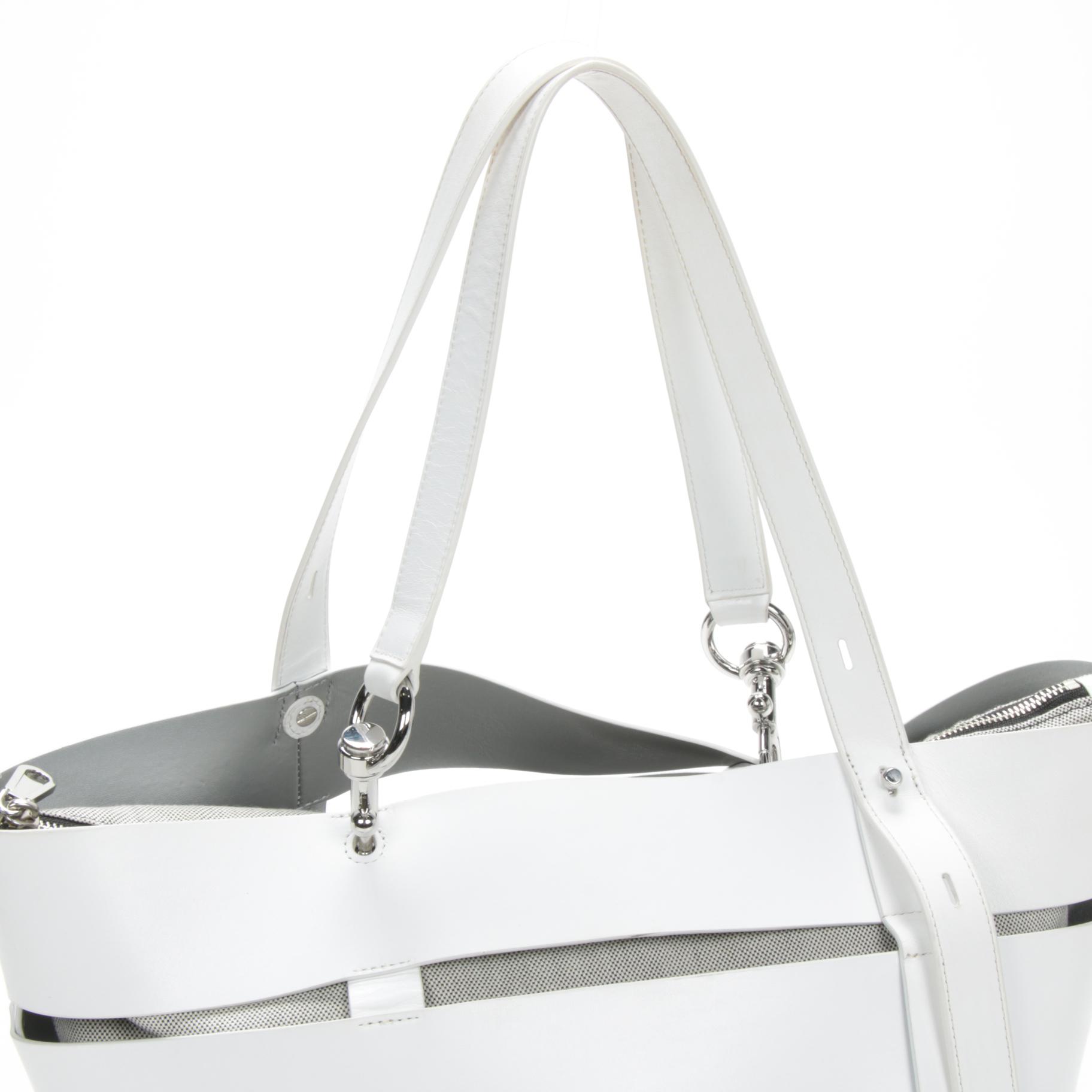 Rebecca Minkoff Cage Stella White Leather Tote Bag