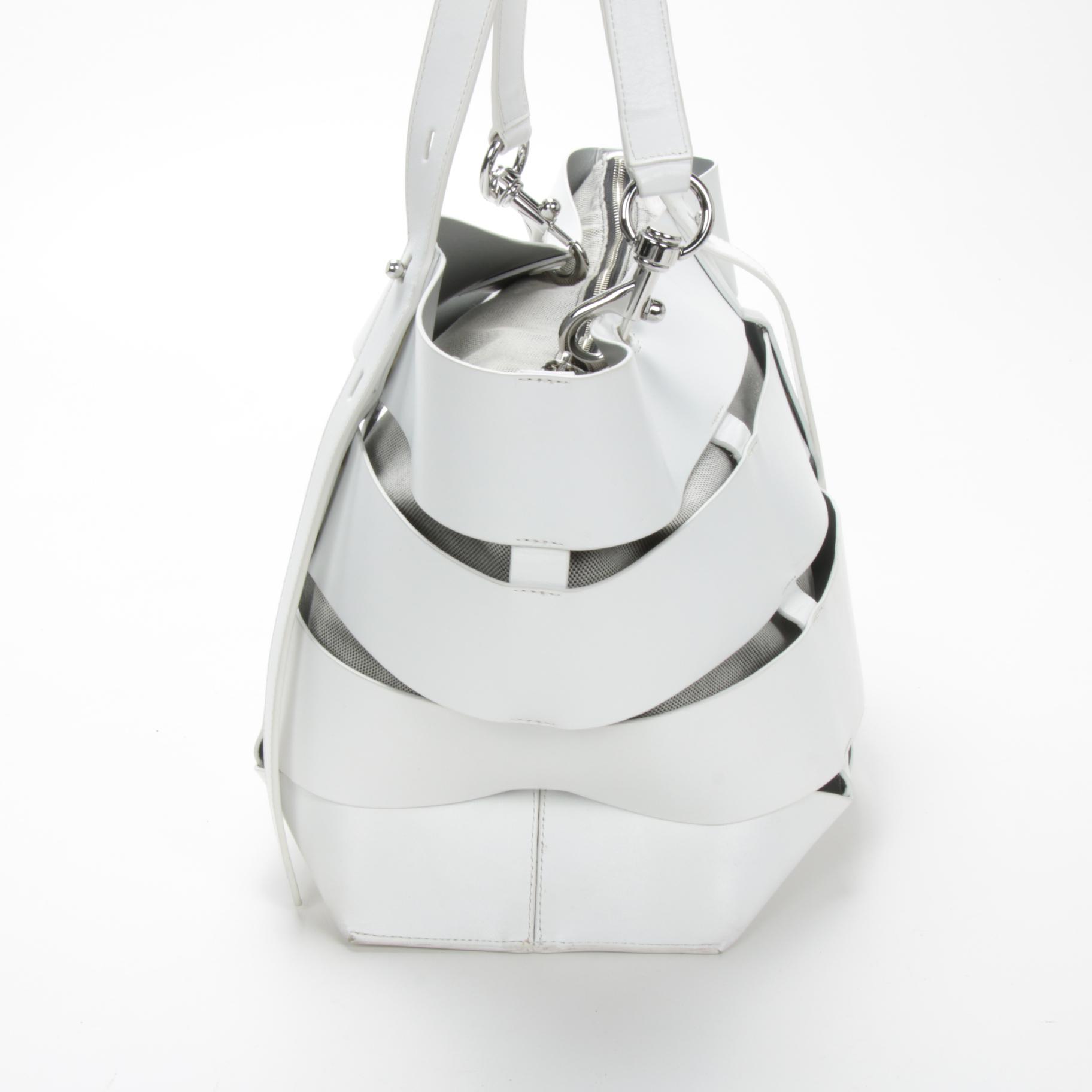 Rebecca Minkoff Cage Stella White Leather Tote Bag