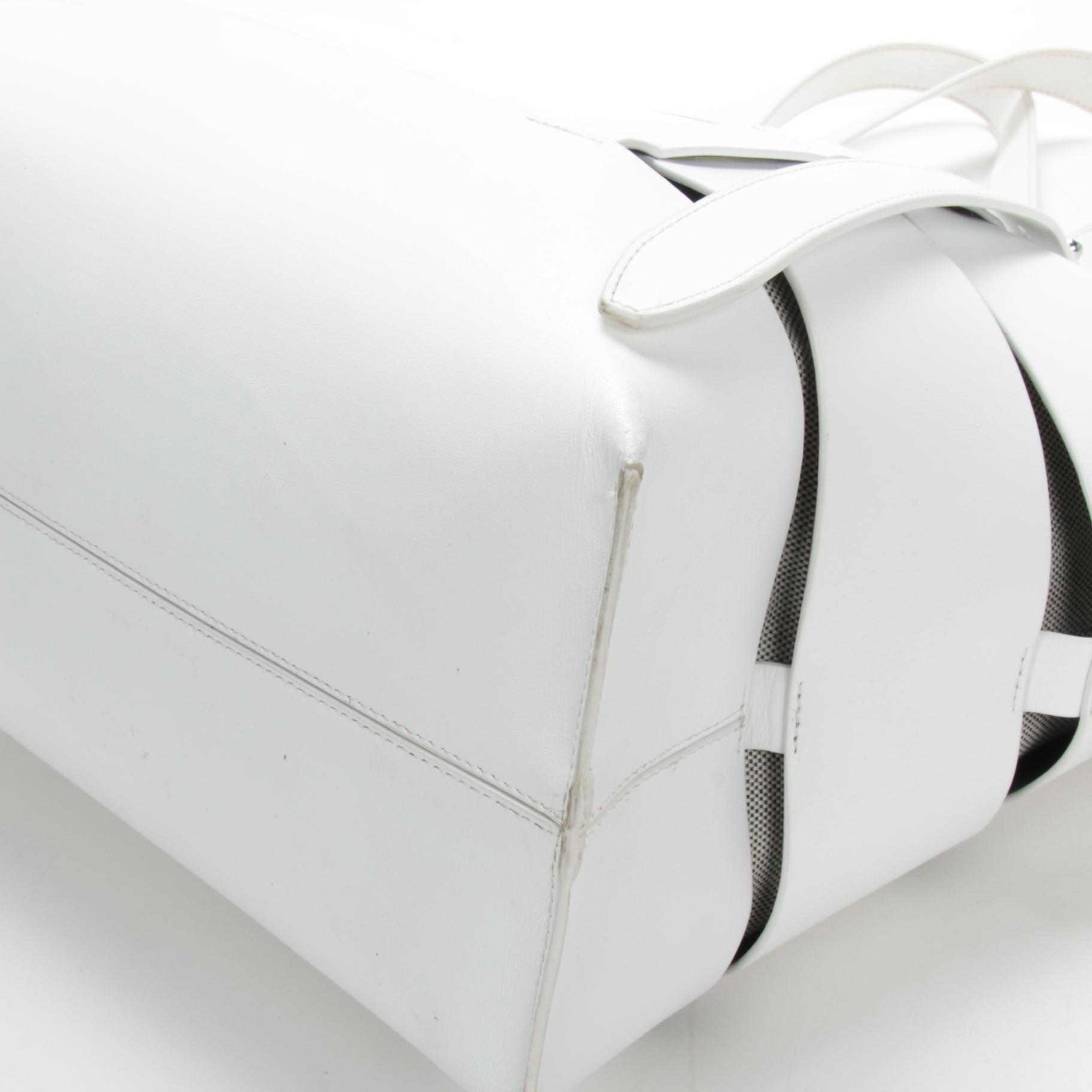 Rebecca Minkoff Cage Stella White Leather Tote Bag