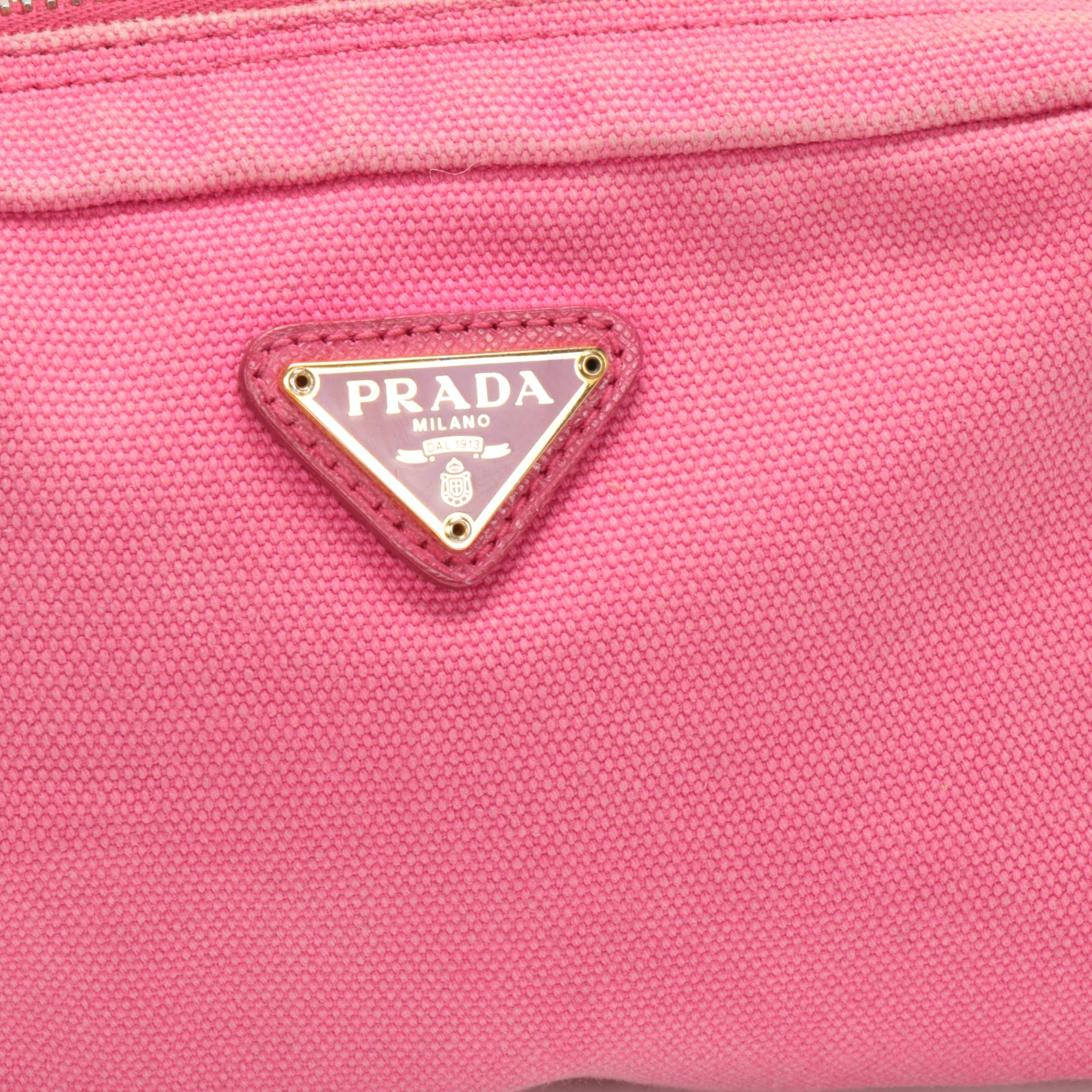 Prada Accessory Zip Pouch in Pink Canvas