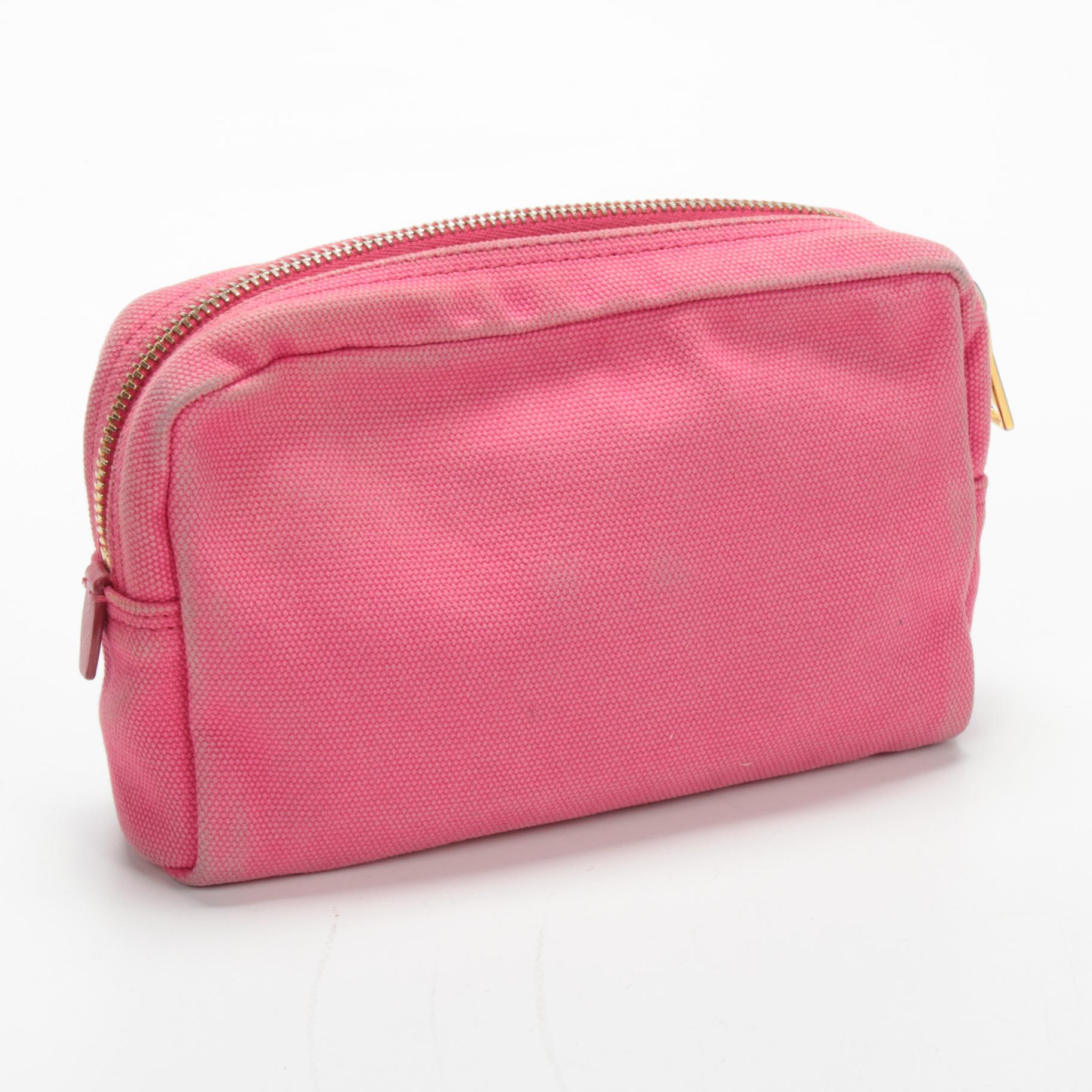 Prada Accessory Zip Pouch in Pink Canvas
