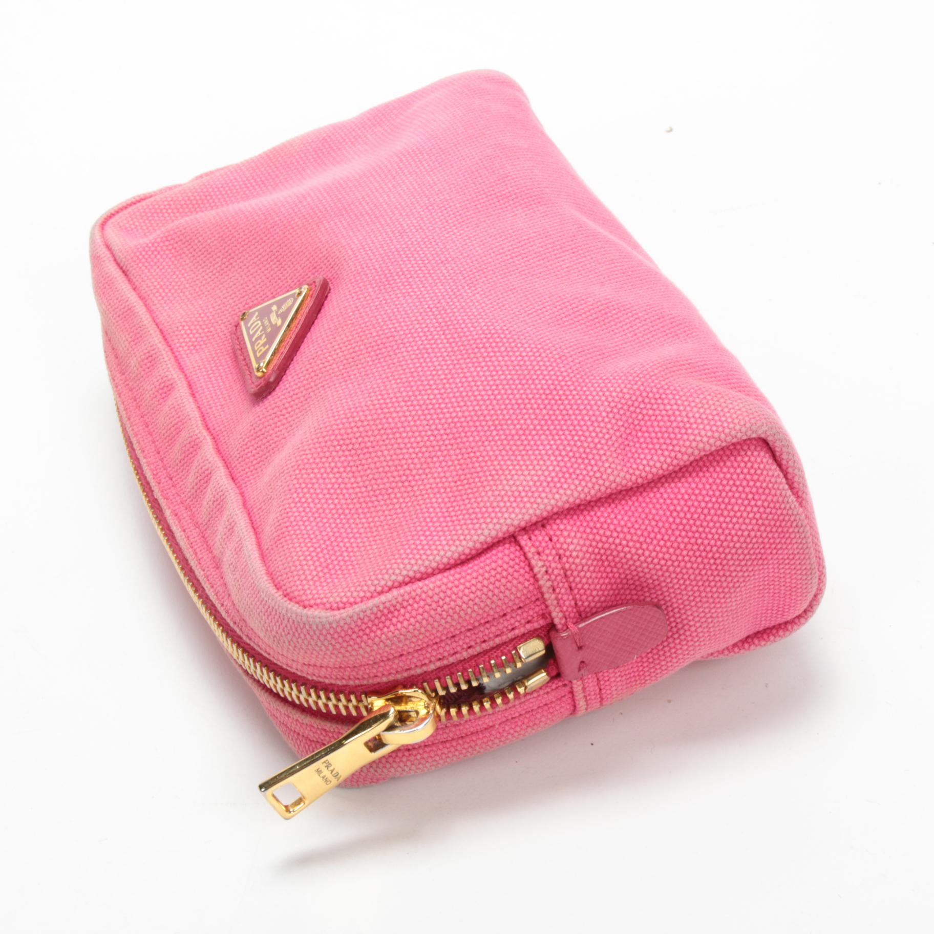 Prada Accessory Zip Pouch in Pink Canvas
