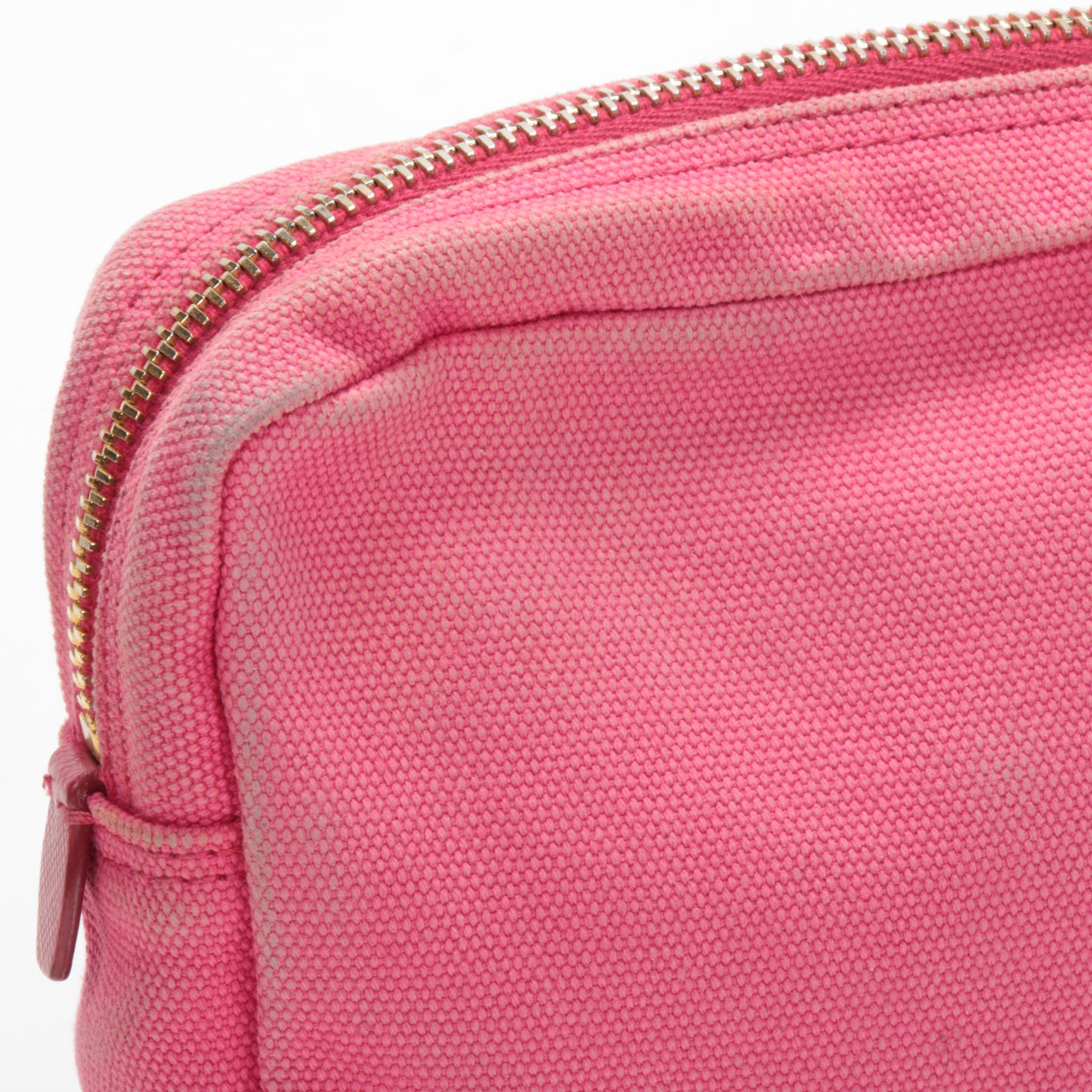 Prada Accessory Zip Pouch in Pink Canvas