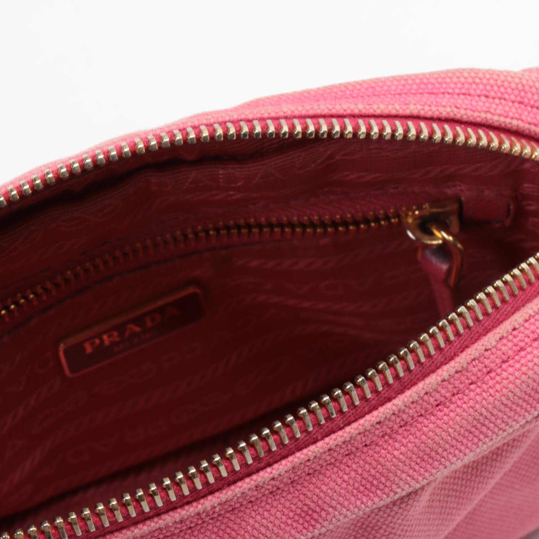 Prada Accessory Zip Pouch in Pink Canvas