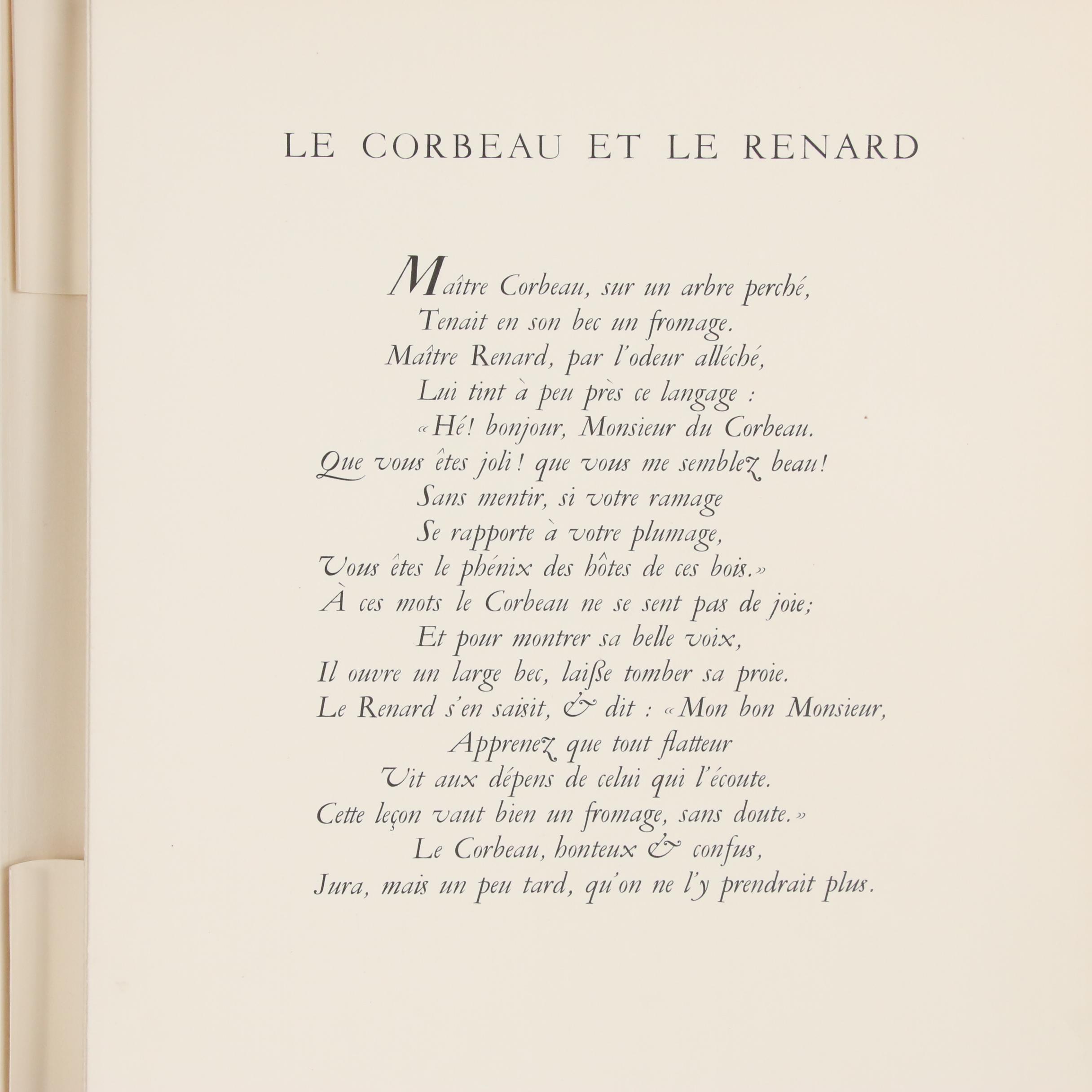 Marc Chagall Signed "Fables" by Jean de La Fontaine with Cover Etchings, 1952