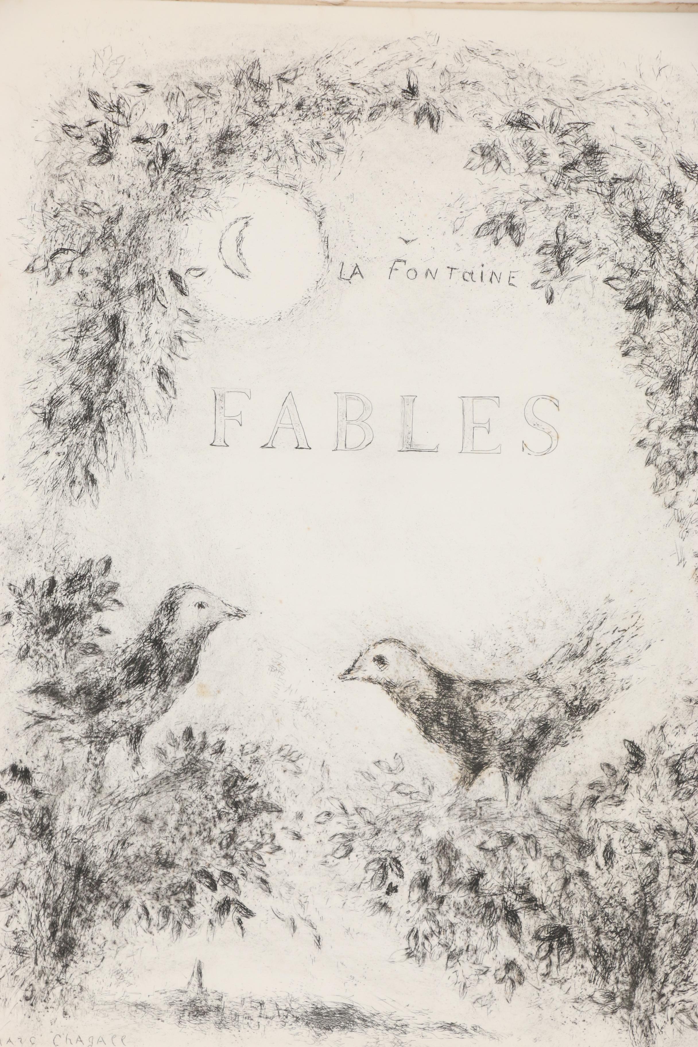 Marc Chagall Signed "Fables" by Jean de La Fontaine with Cover Etchings, 1952