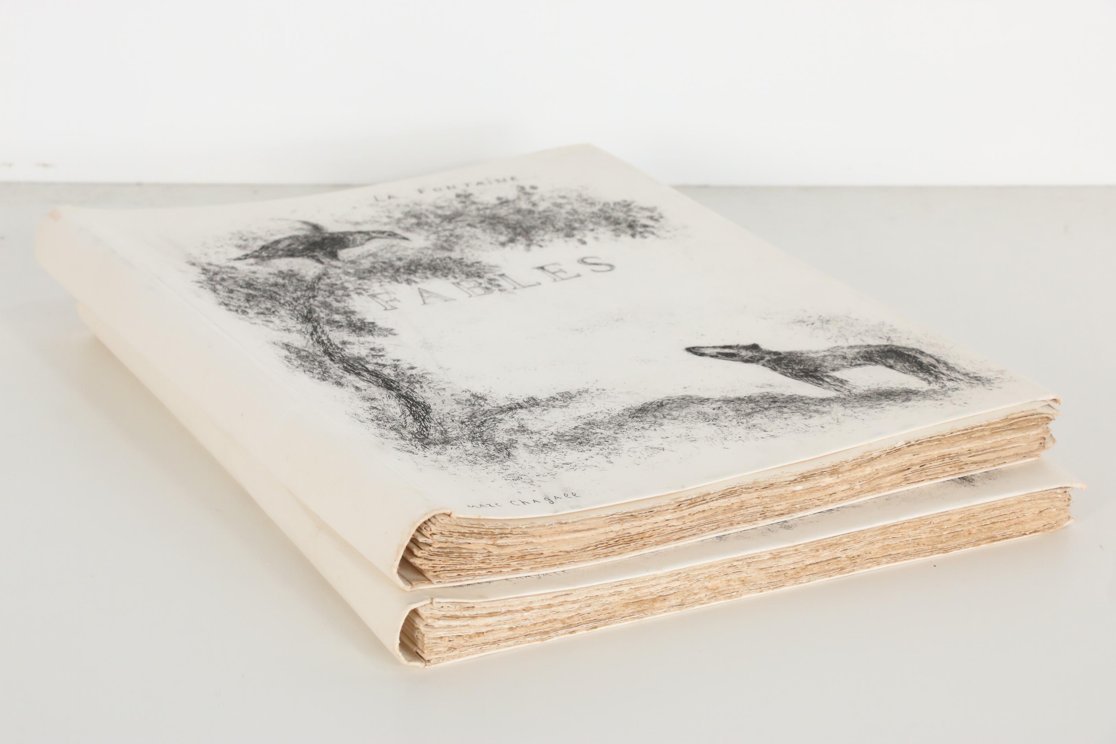 Marc Chagall Signed "Fables" by Jean de La Fontaine with Cover Etchings, 1952