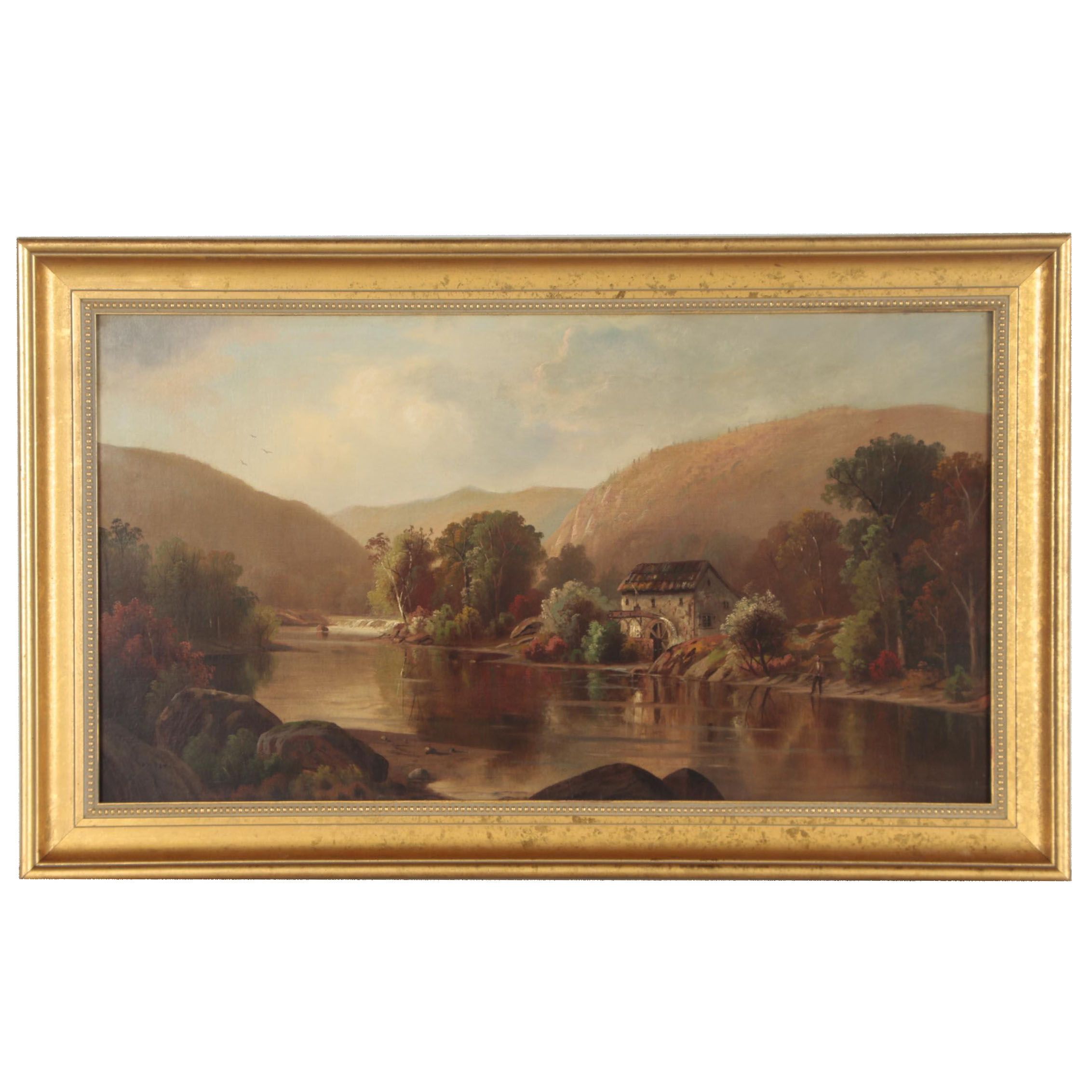 Henry W. Kemper Autumn Landscape Oil Painting, Late 19th Century
