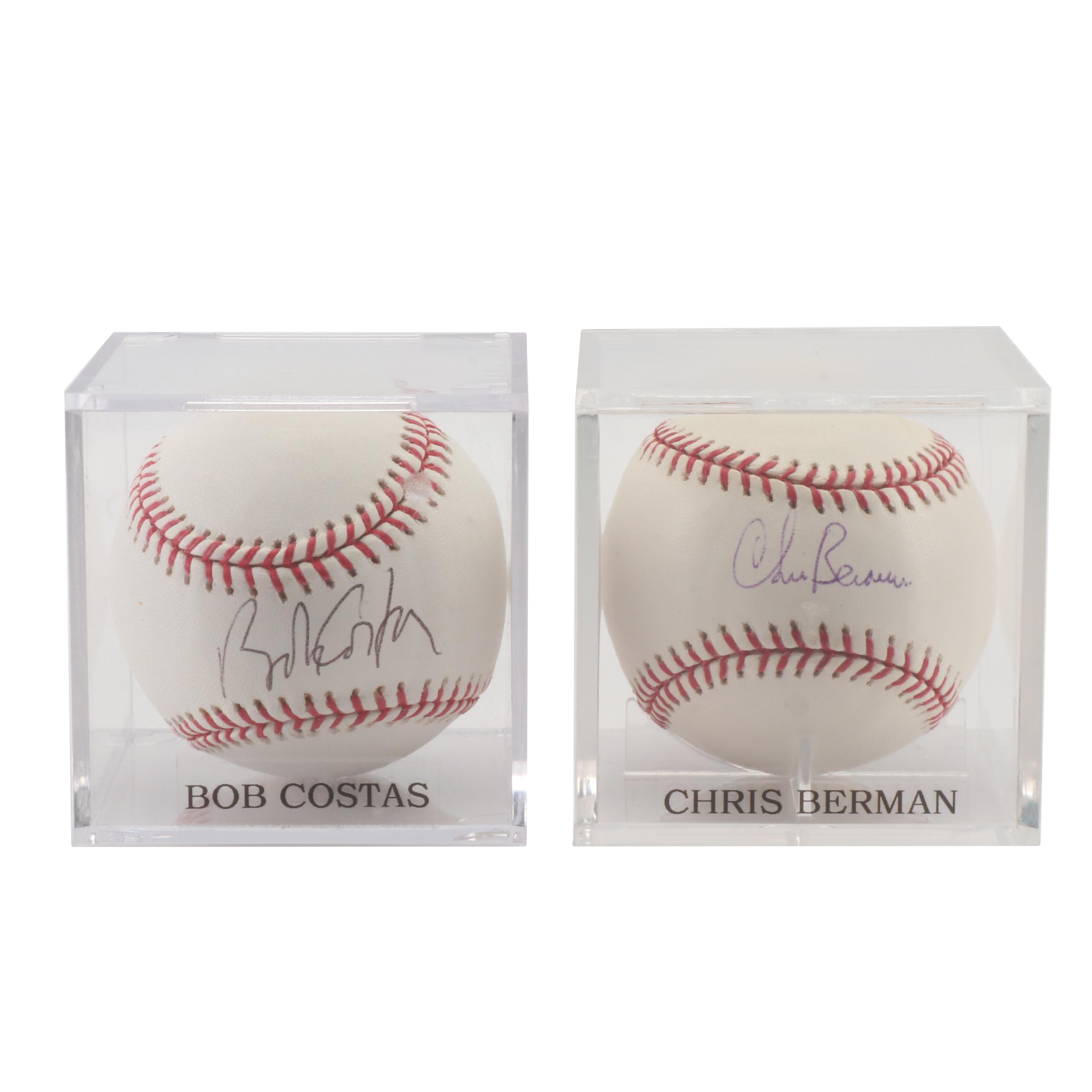 Bob Costas and Chris Berman Signed Major League Baseballs  COAs