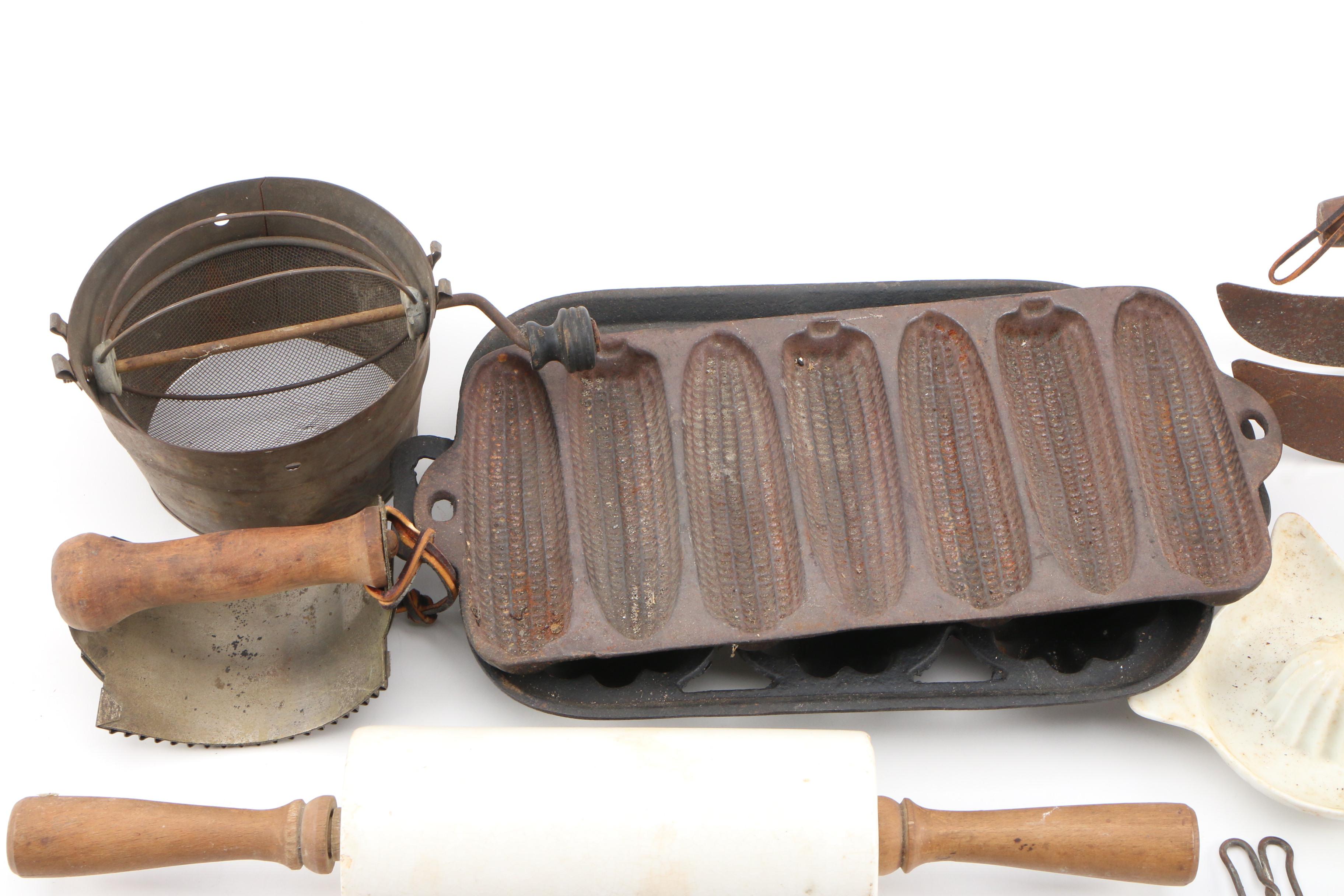 Cast Iron Baking Molds, Rolling Pins and Other Kitchen Items