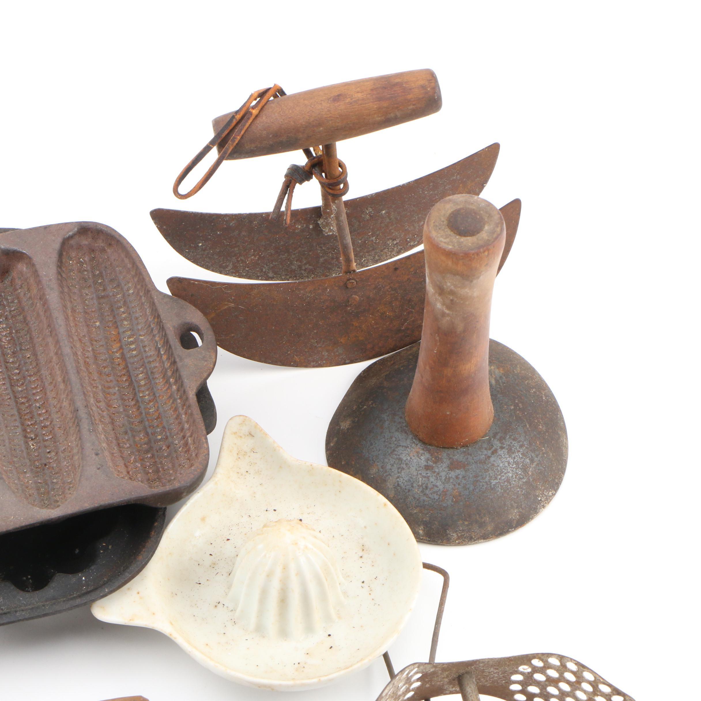 Cast Iron Baking Molds, Rolling Pins and Other Kitchen Items
