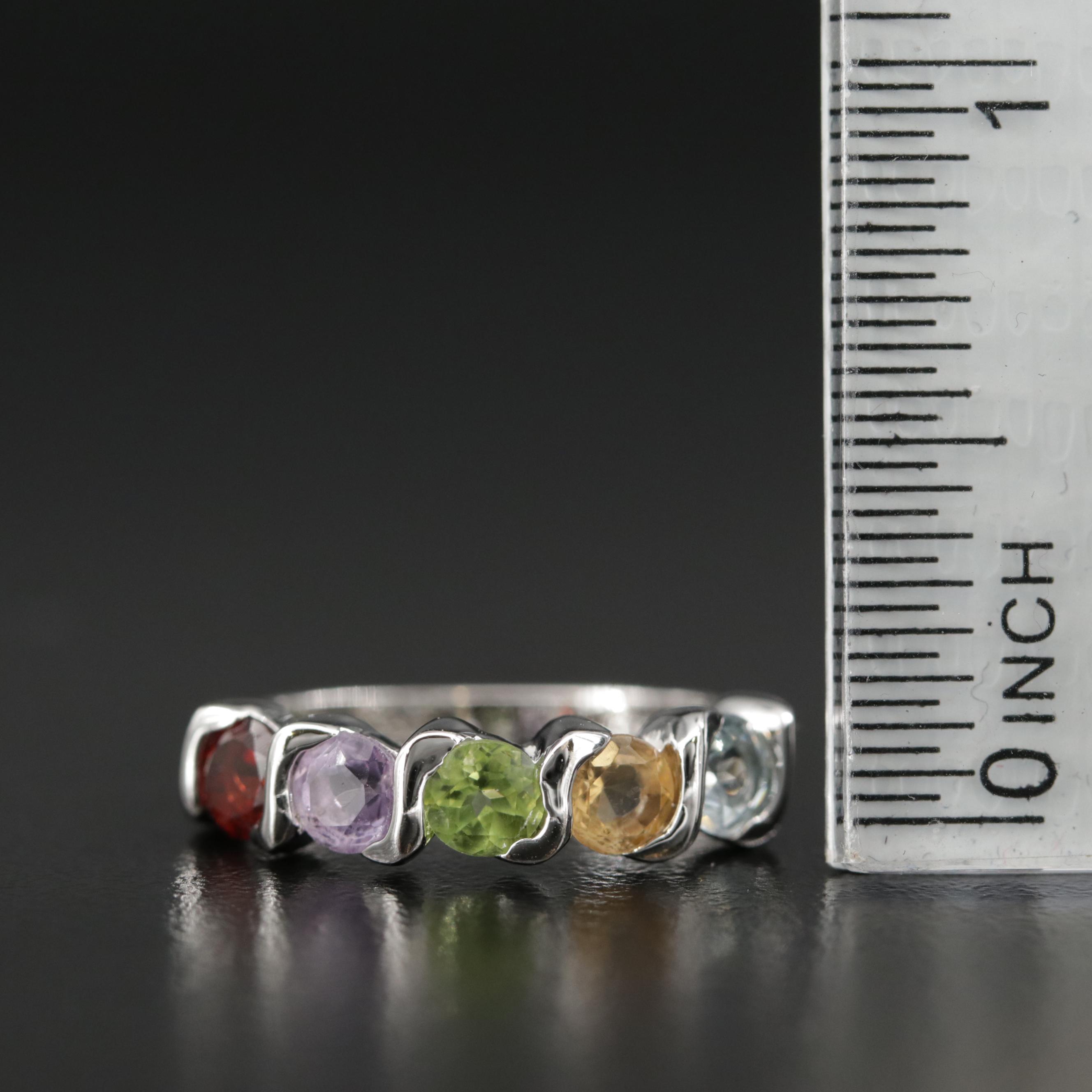 Sterling Ring with Garnet, Citrine, Peridot, Topaz and Tourmaline