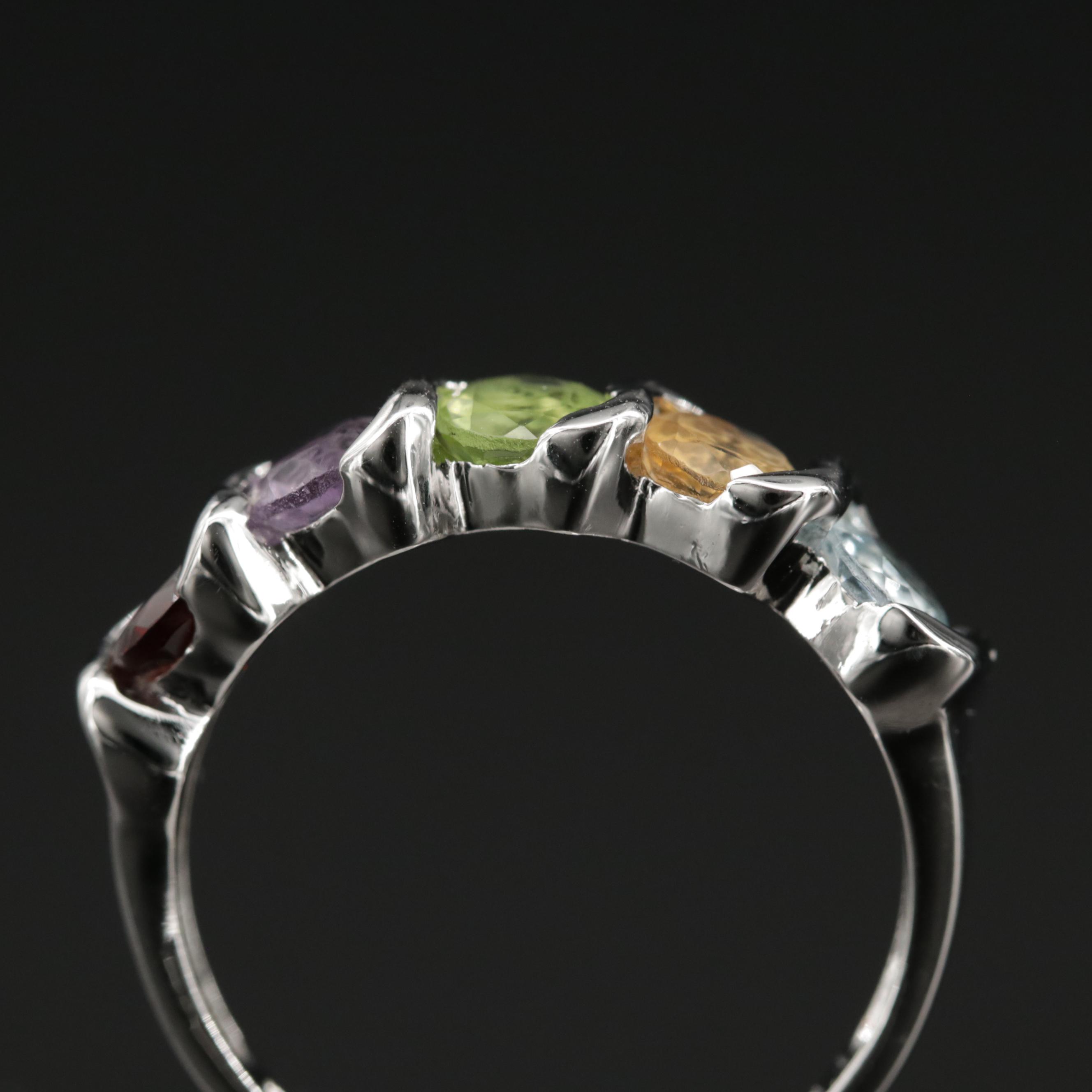 Sterling Ring with Garnet, Citrine, Peridot, Topaz and Tourmaline