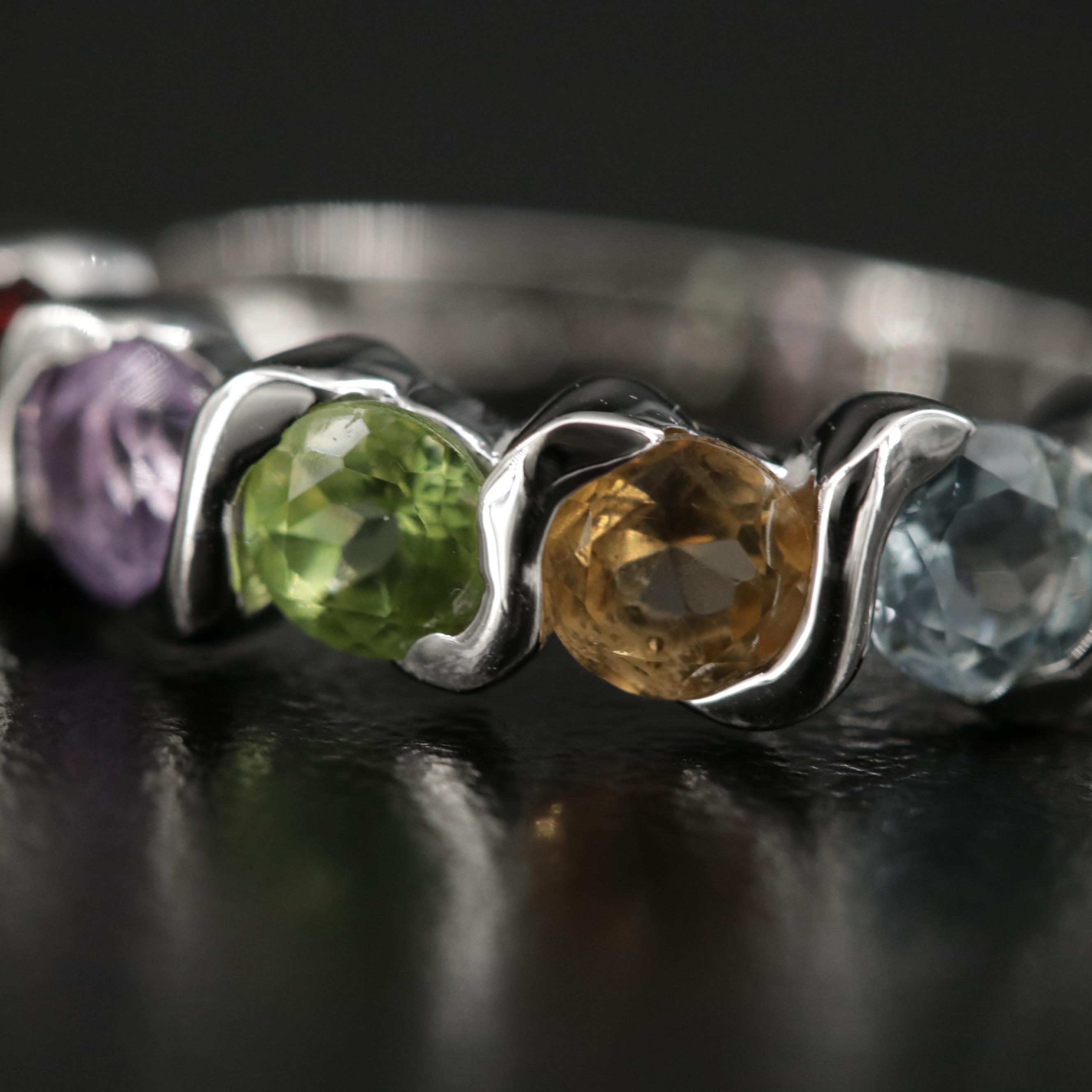 Sterling Ring with Garnet, Citrine, Peridot, Topaz and Tourmaline