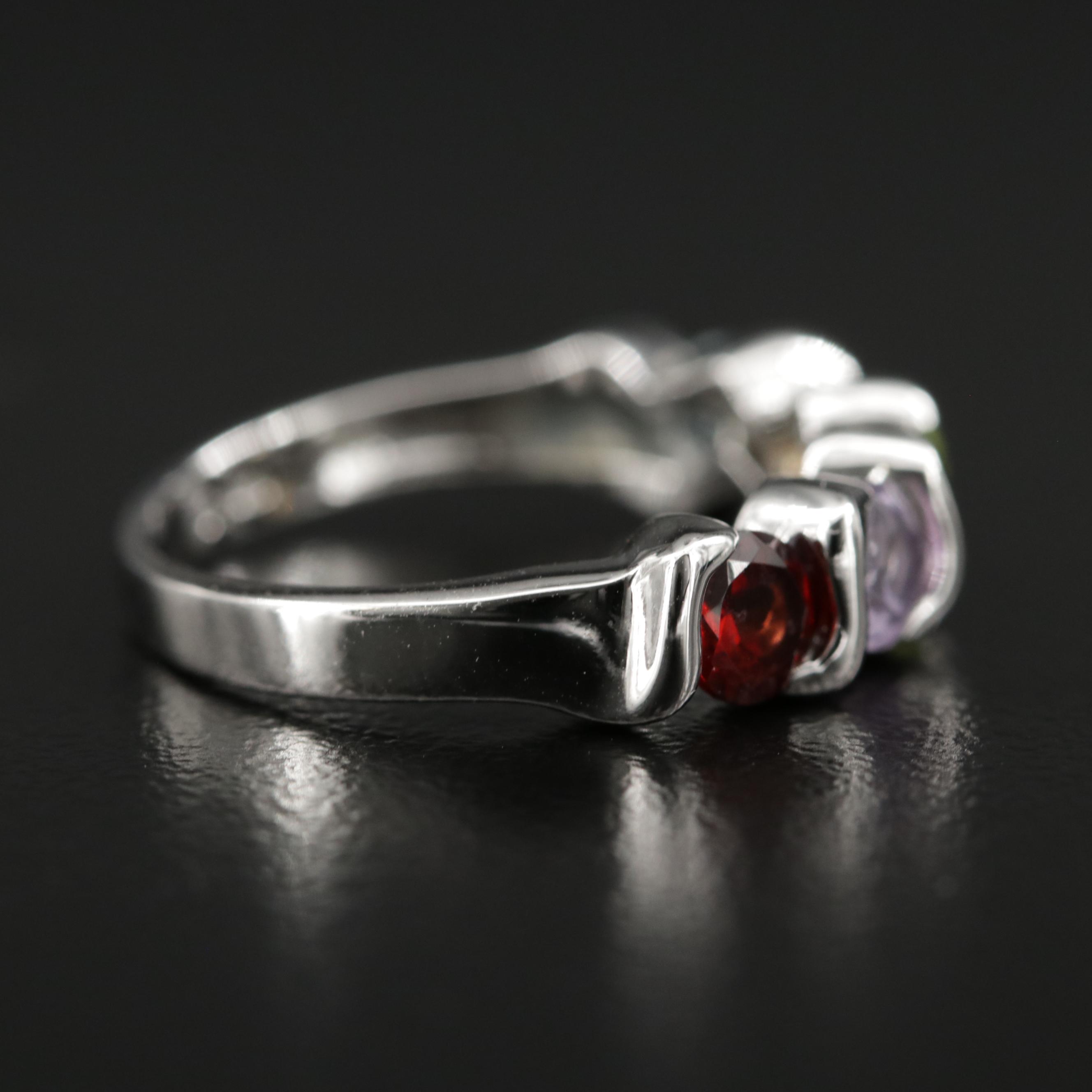 Sterling Ring with Garnet, Citrine, Peridot, Topaz and Tourmaline