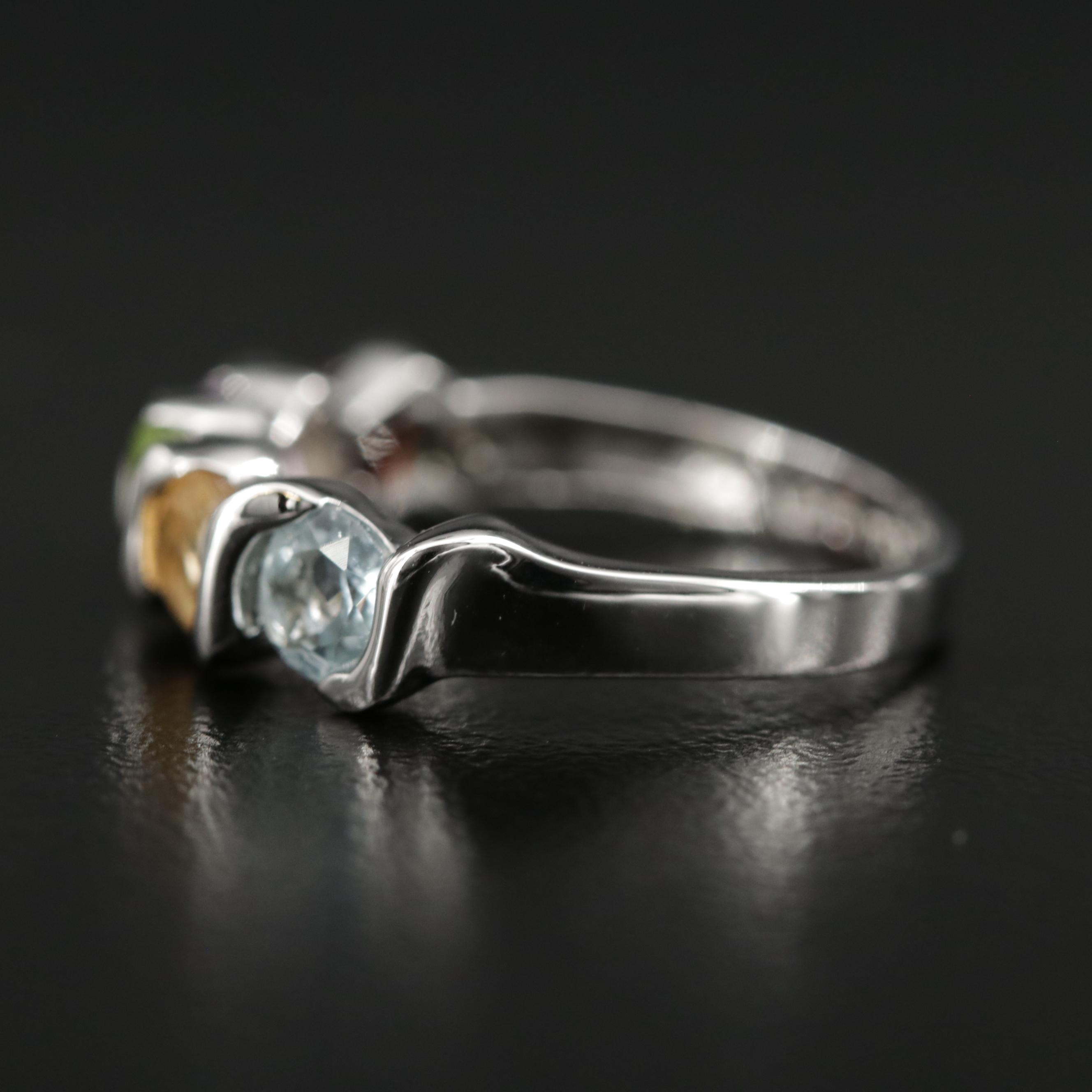 Sterling Ring with Garnet, Citrine, Peridot, Topaz and Tourmaline