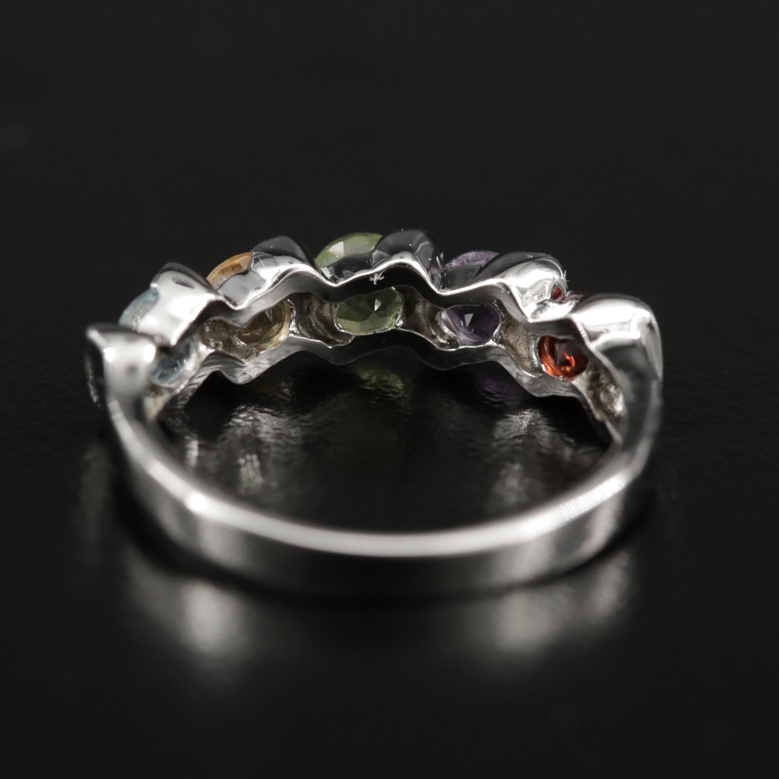 Sterling Ring with Garnet, Citrine, Peridot, Topaz and Tourmaline