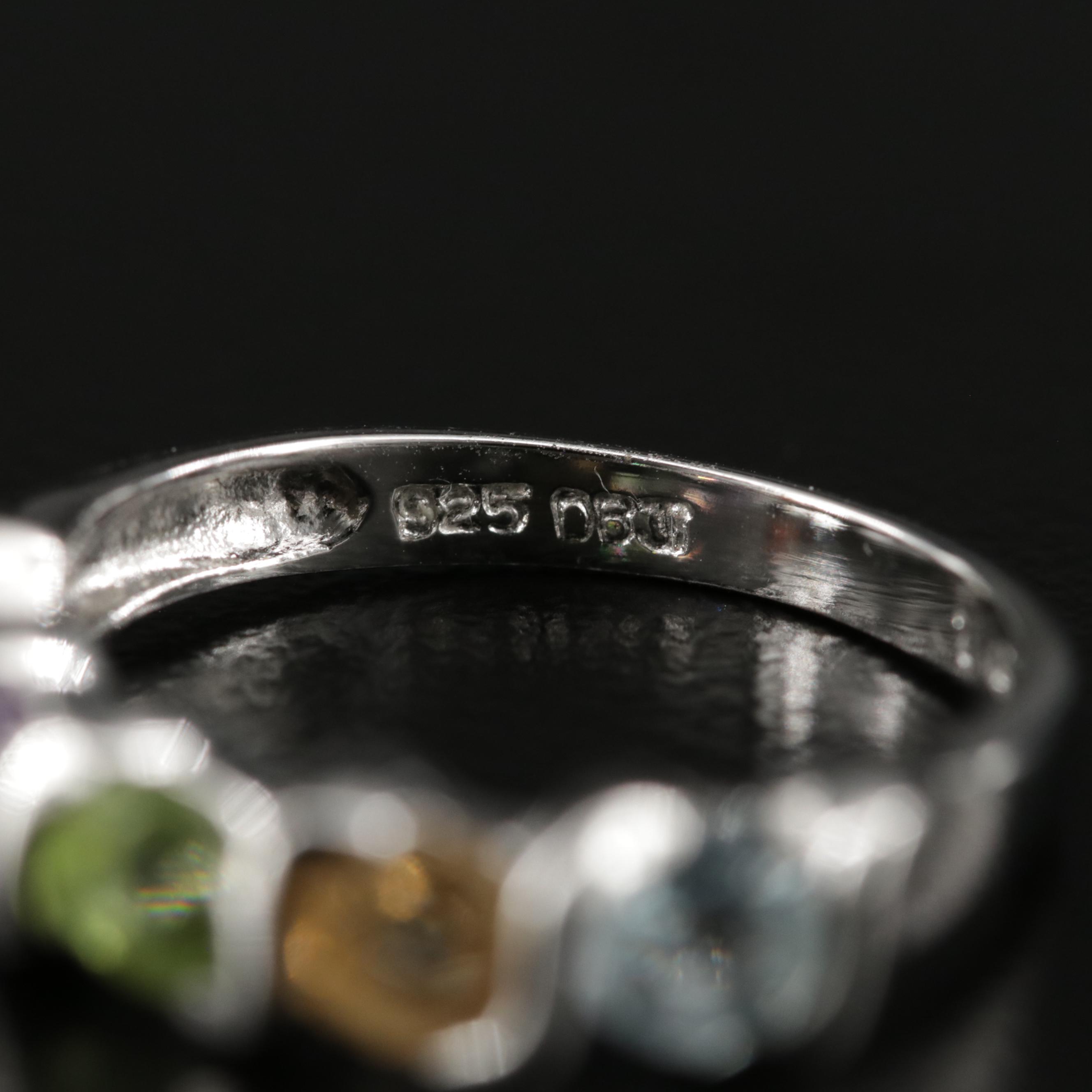 Sterling Ring with Garnet, Citrine, Peridot, Topaz and Tourmaline