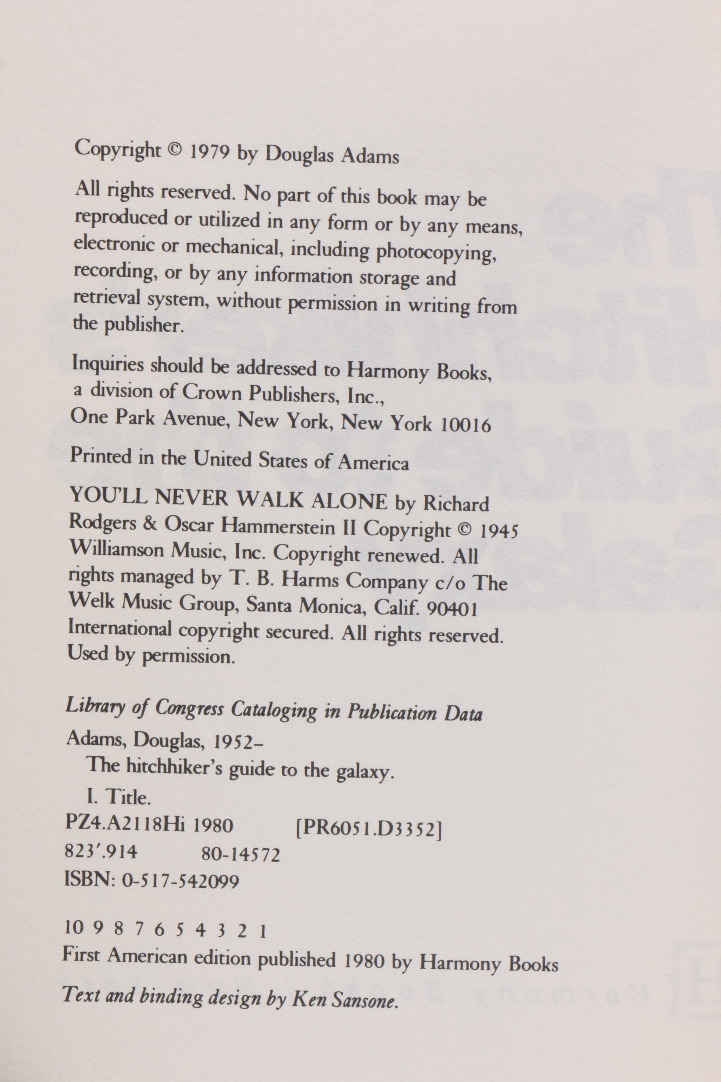 First Edition "The Hitchhiker's Guide to the Galaxy" Trilogy by Douglas Adams