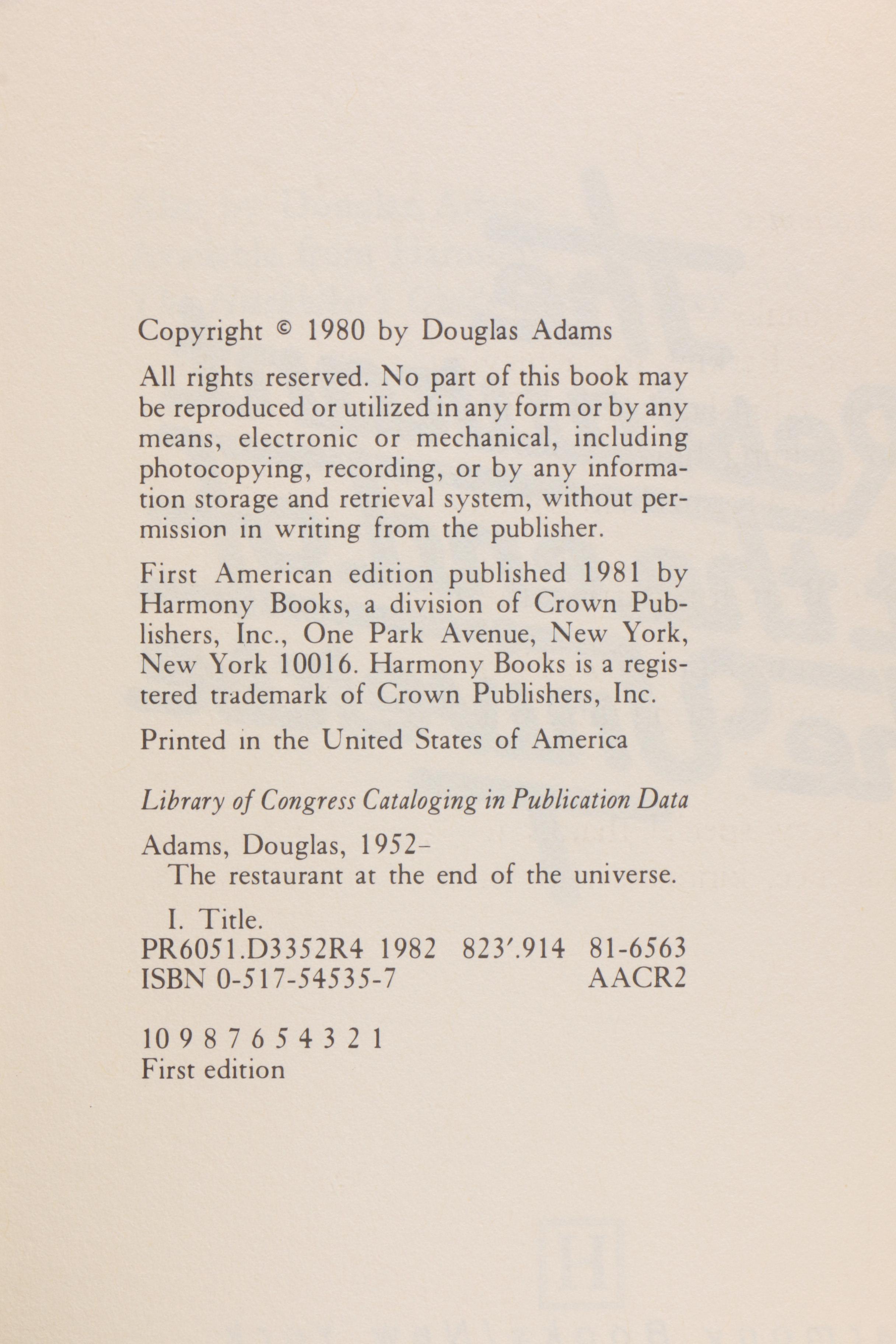 First Edition "The Hitchhiker's Guide to the Galaxy" Trilogy by Douglas Adams