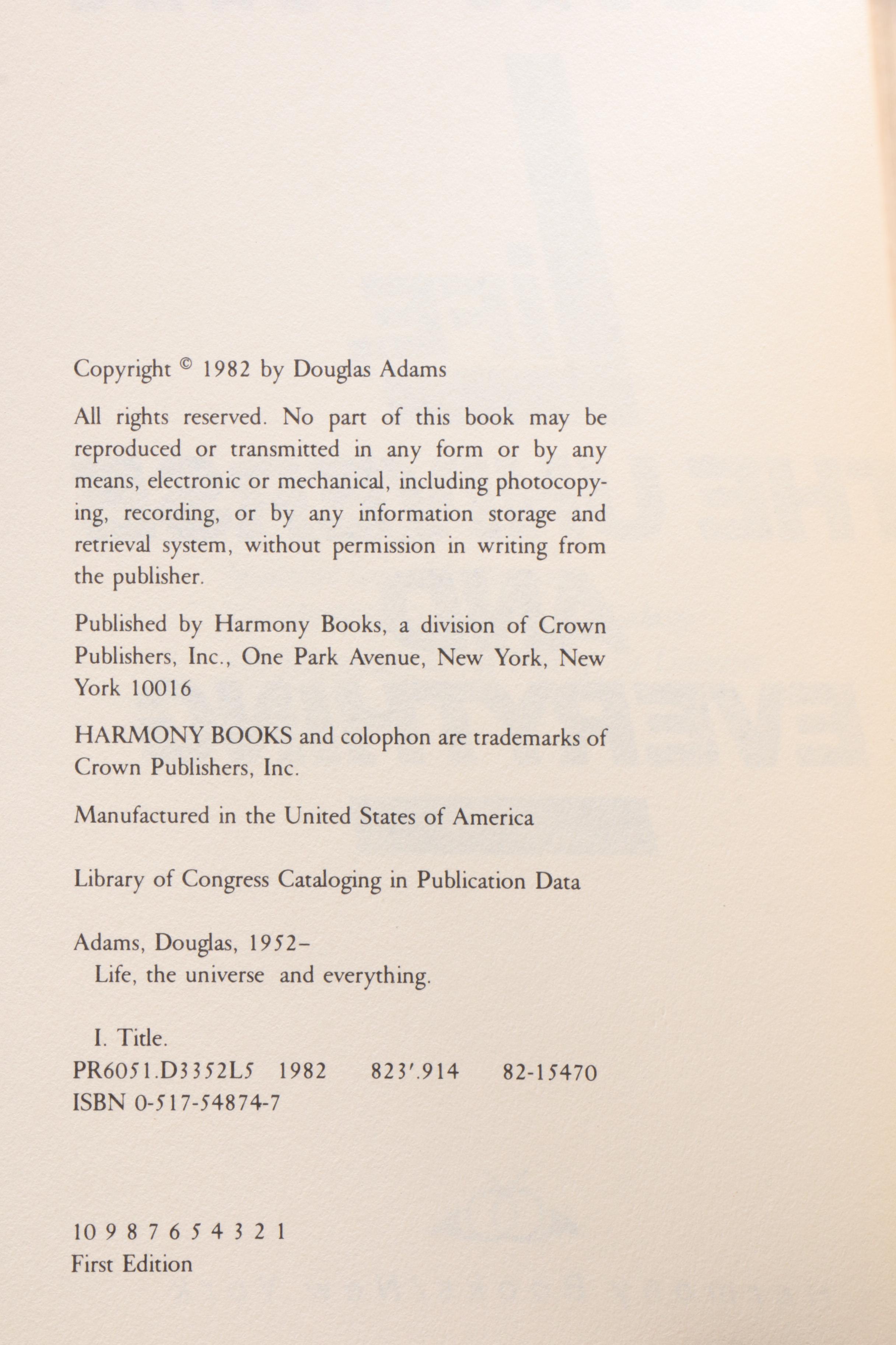 First Edition "The Hitchhiker's Guide to the Galaxy" Trilogy by Douglas Adams