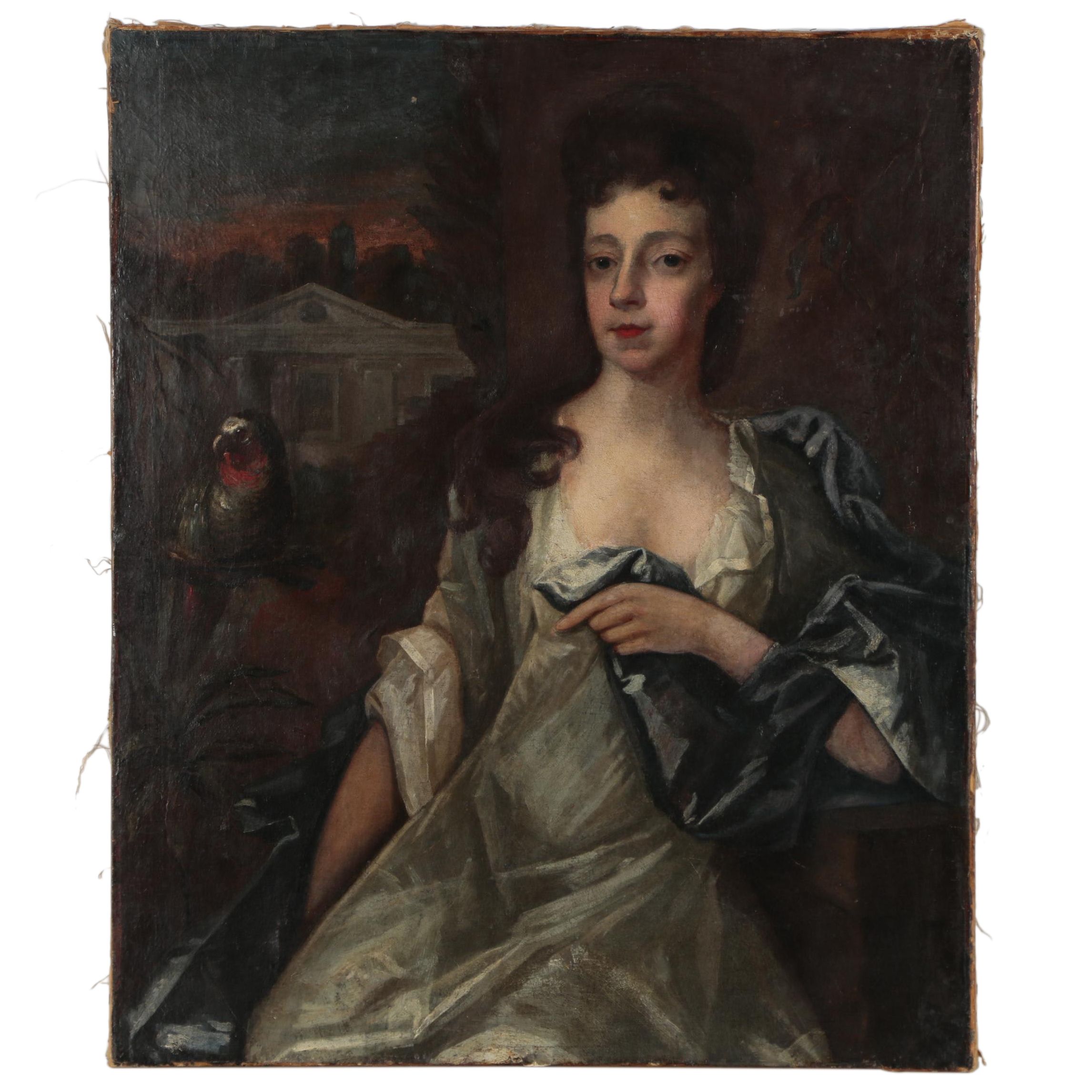 English School Aristocracy Portrait Oil Painting, Late 17th/Early 18th Century