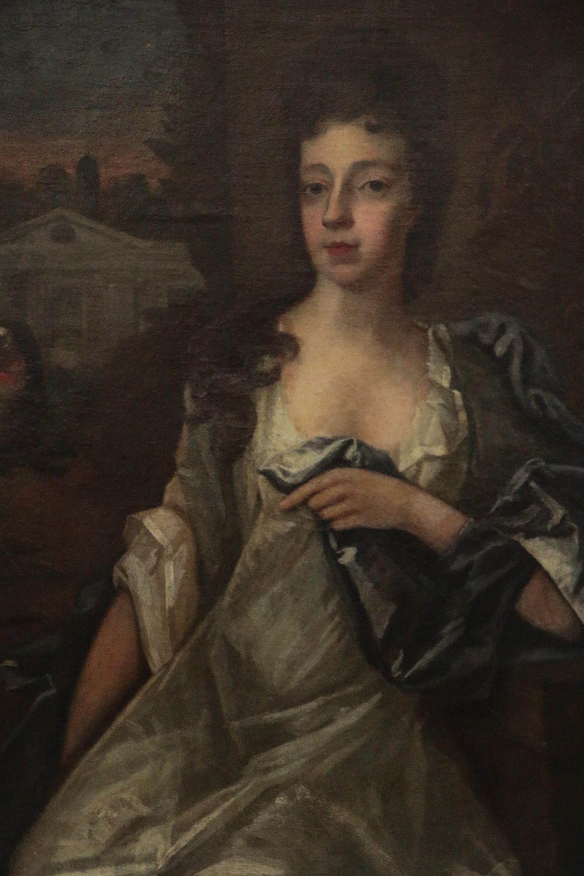 English School Aristocracy Portrait Oil Painting, Late 17th/Early 18th Century