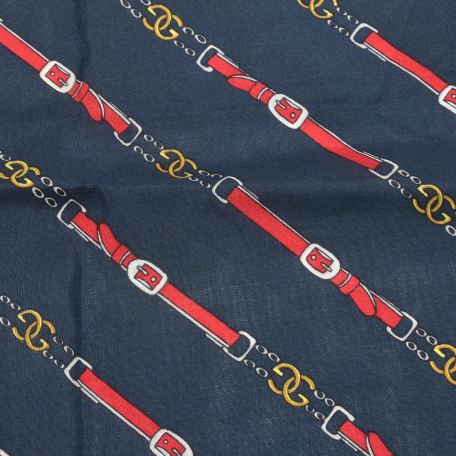 Gucci Silk Scarf with GG Logo Belt Print, 1970s Vintage