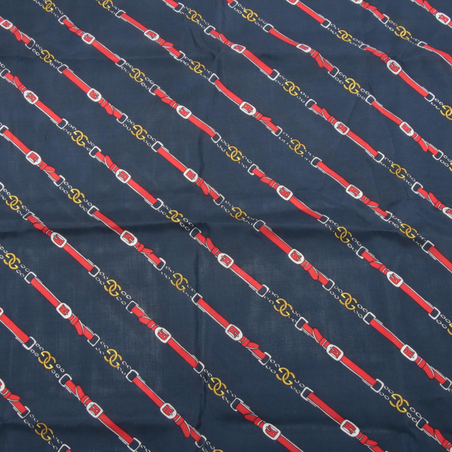 Gucci Silk Scarf with GG Logo Belt Print, 1970s Vintage