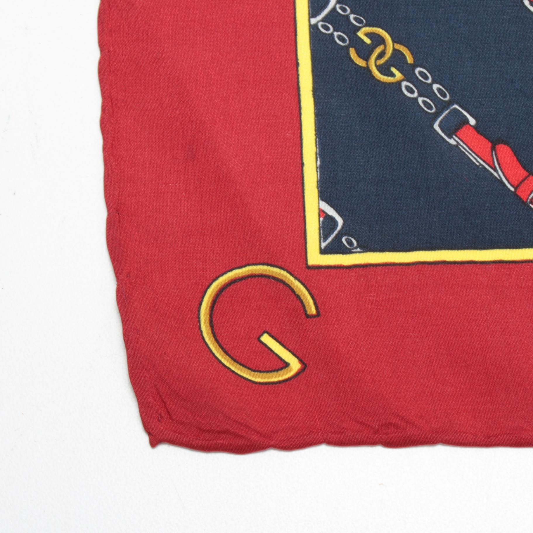 Gucci Silk Scarf with GG Logo Belt Print, 1970s Vintage