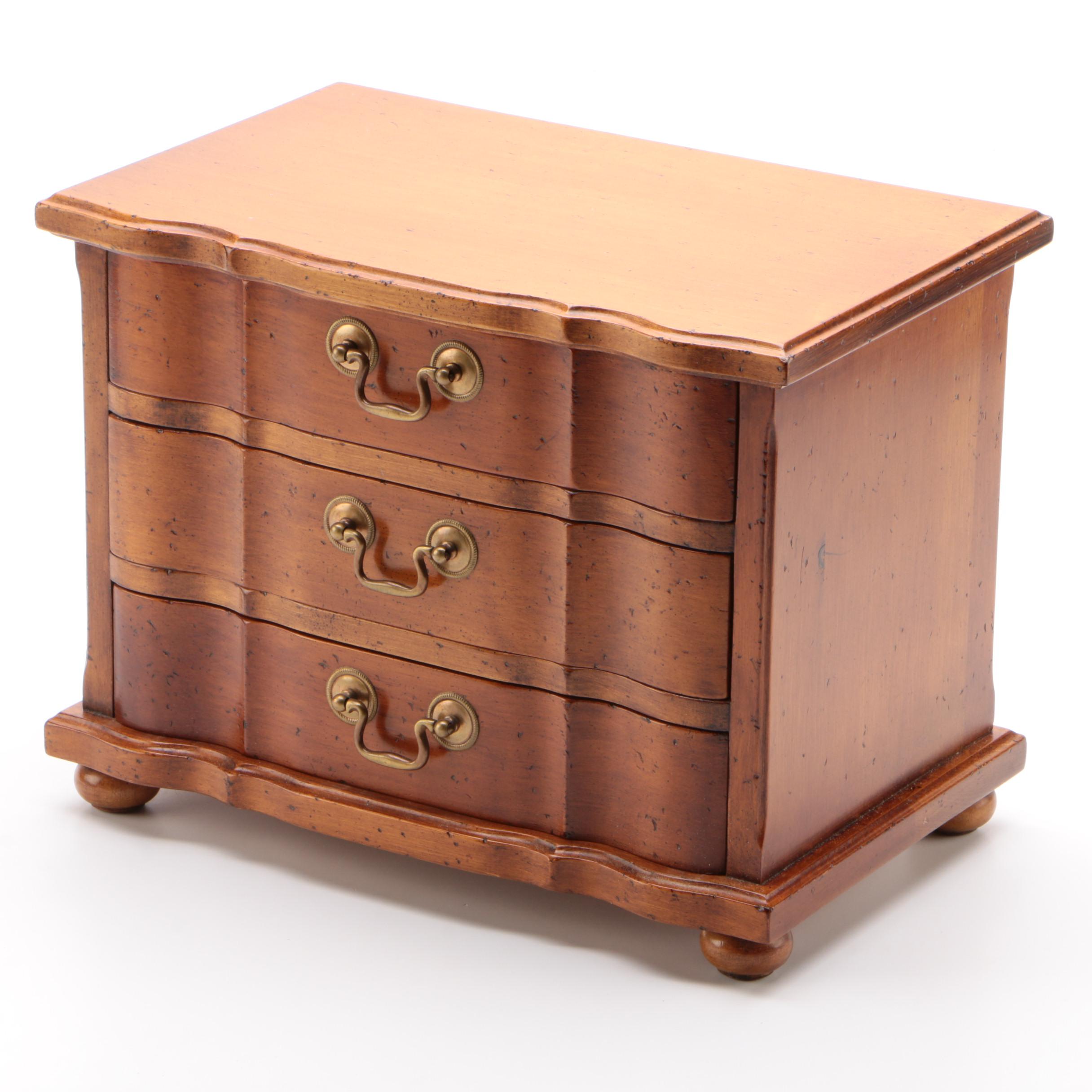 Alfred Assid Walnut Keepsake Jewelry Chest, Mid-20th Century