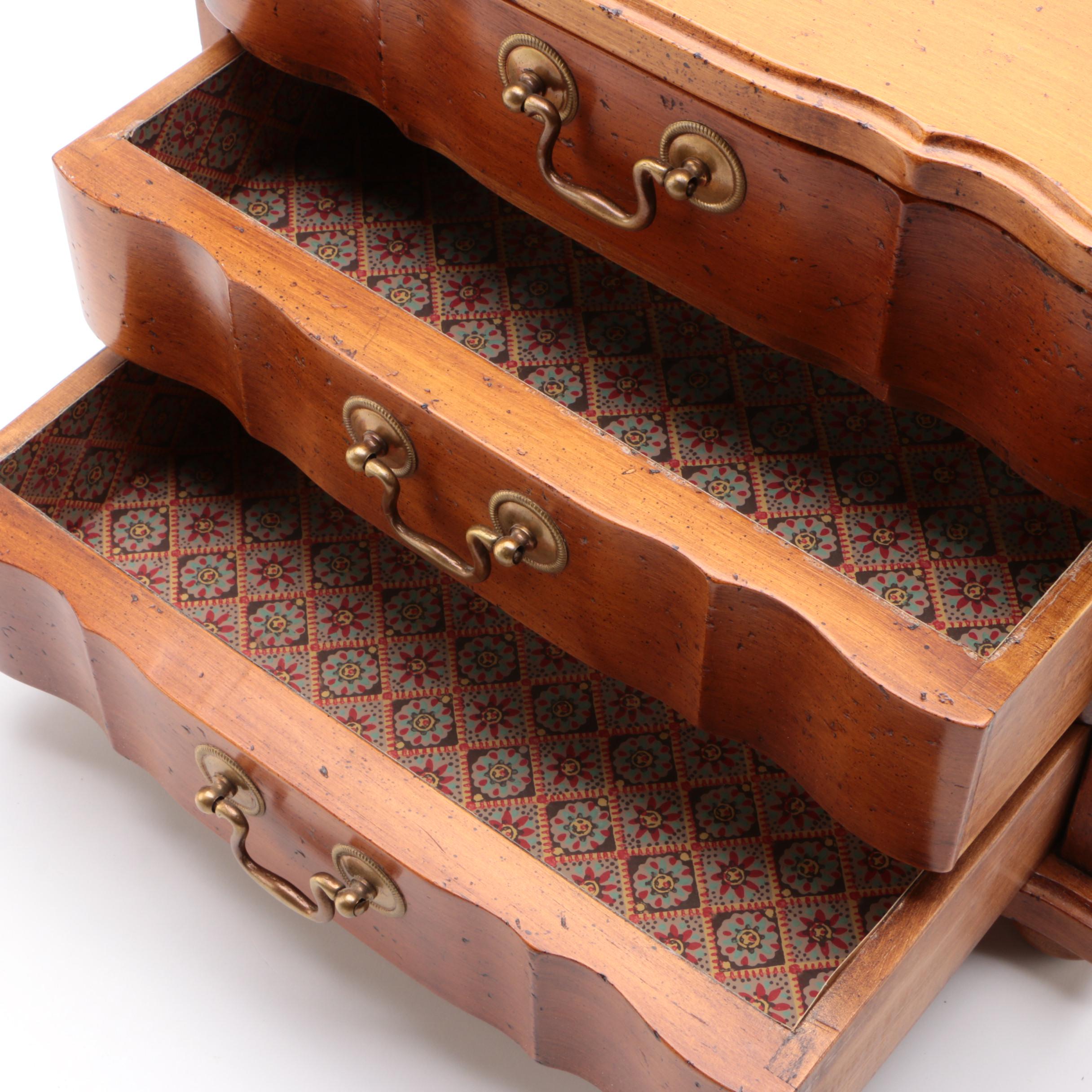 Alfred Assid Walnut Keepsake Jewelry Chest, Mid-20th Century