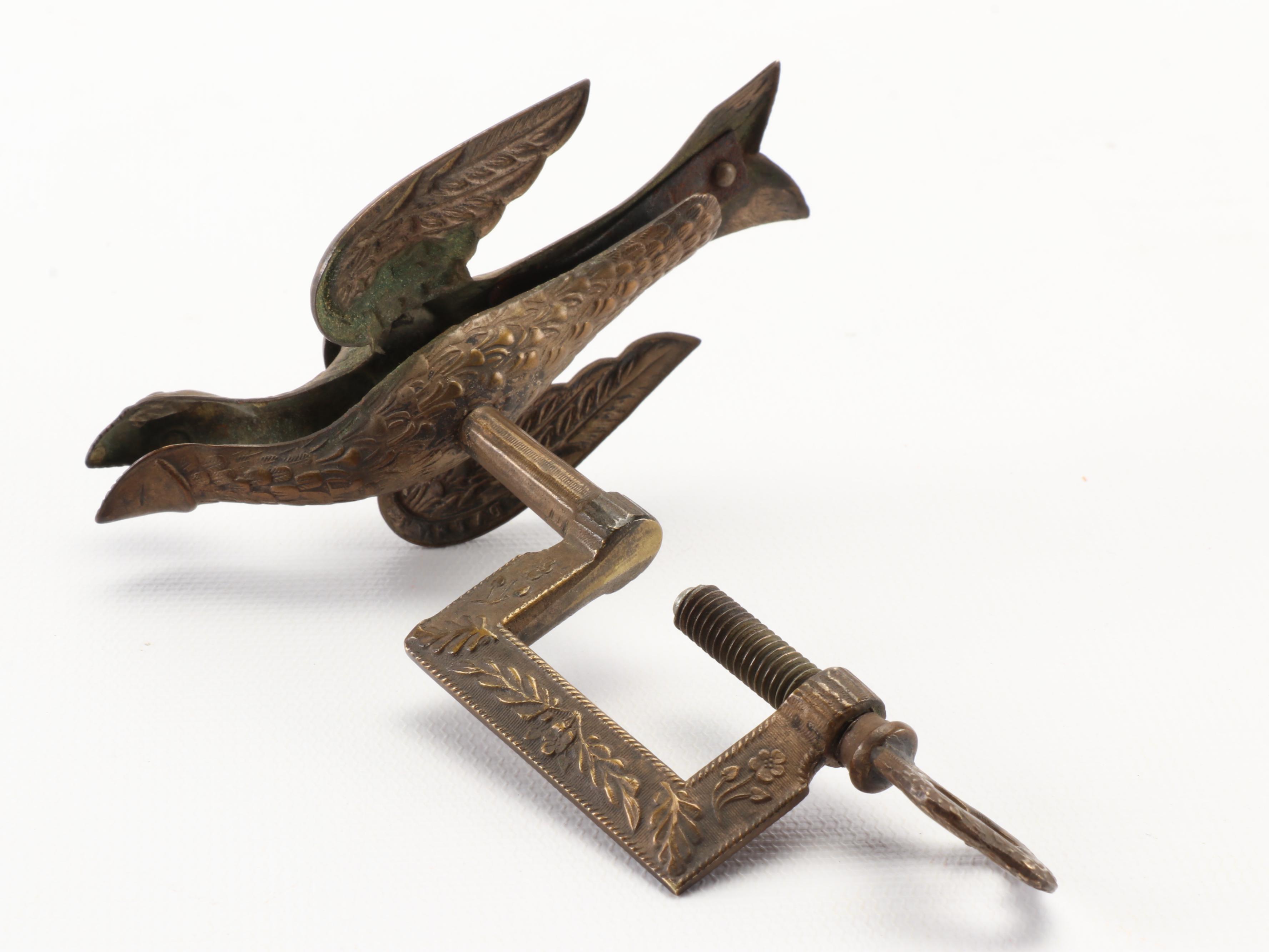 Victorian Sewing Birds and Wooden Hand-Painted Sewing Clamp, Late 19th C.