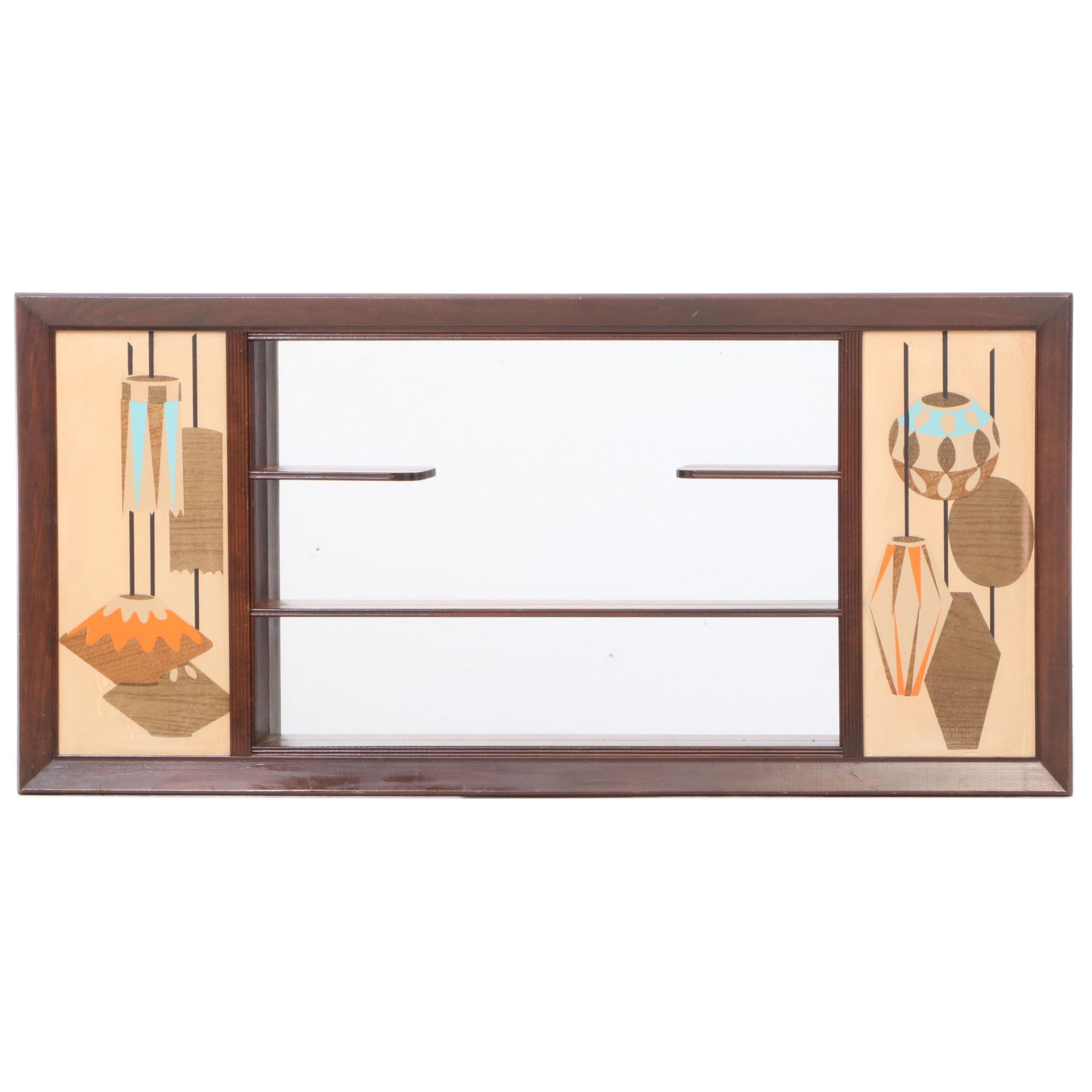 Illinois Moulding Co. Mid Century Modern Walnut-Stained Shadowbox Wall Mirror