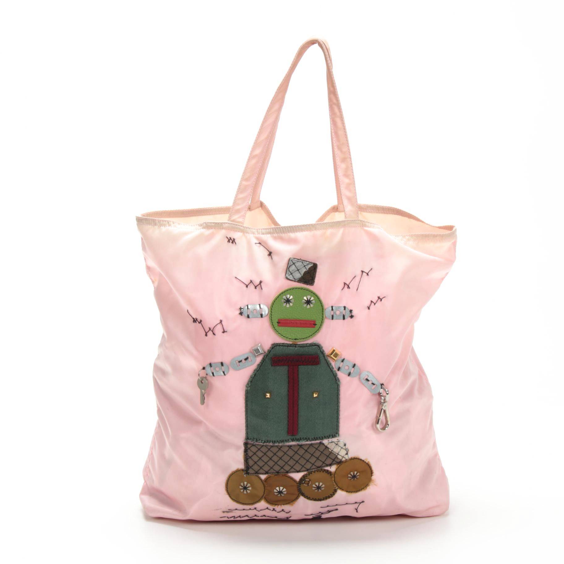 Prada Robot Shopper Tote Bag in Pink Tessuto Nylon