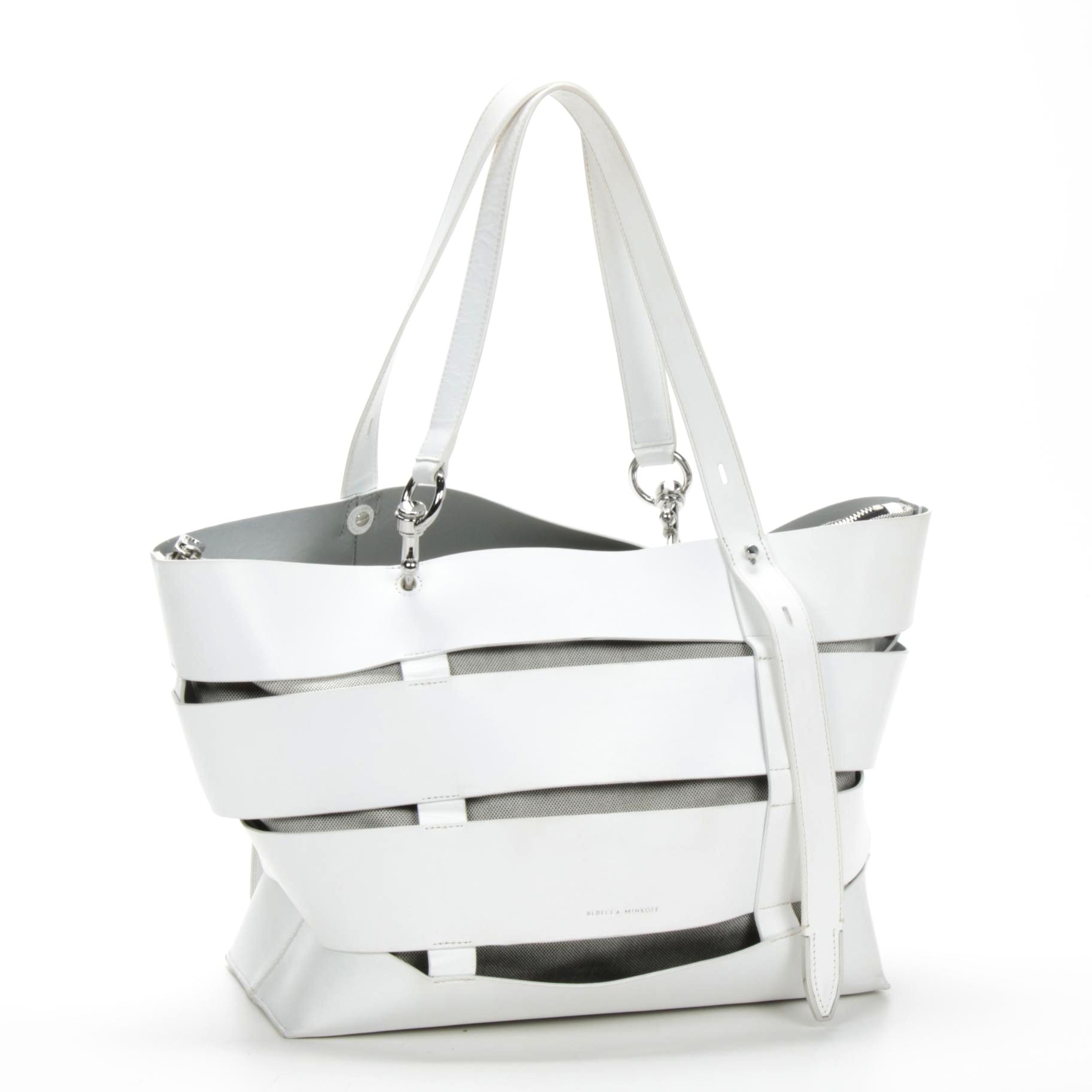Rebecca Minkoff Cage Stella White Leather Tote Bag
