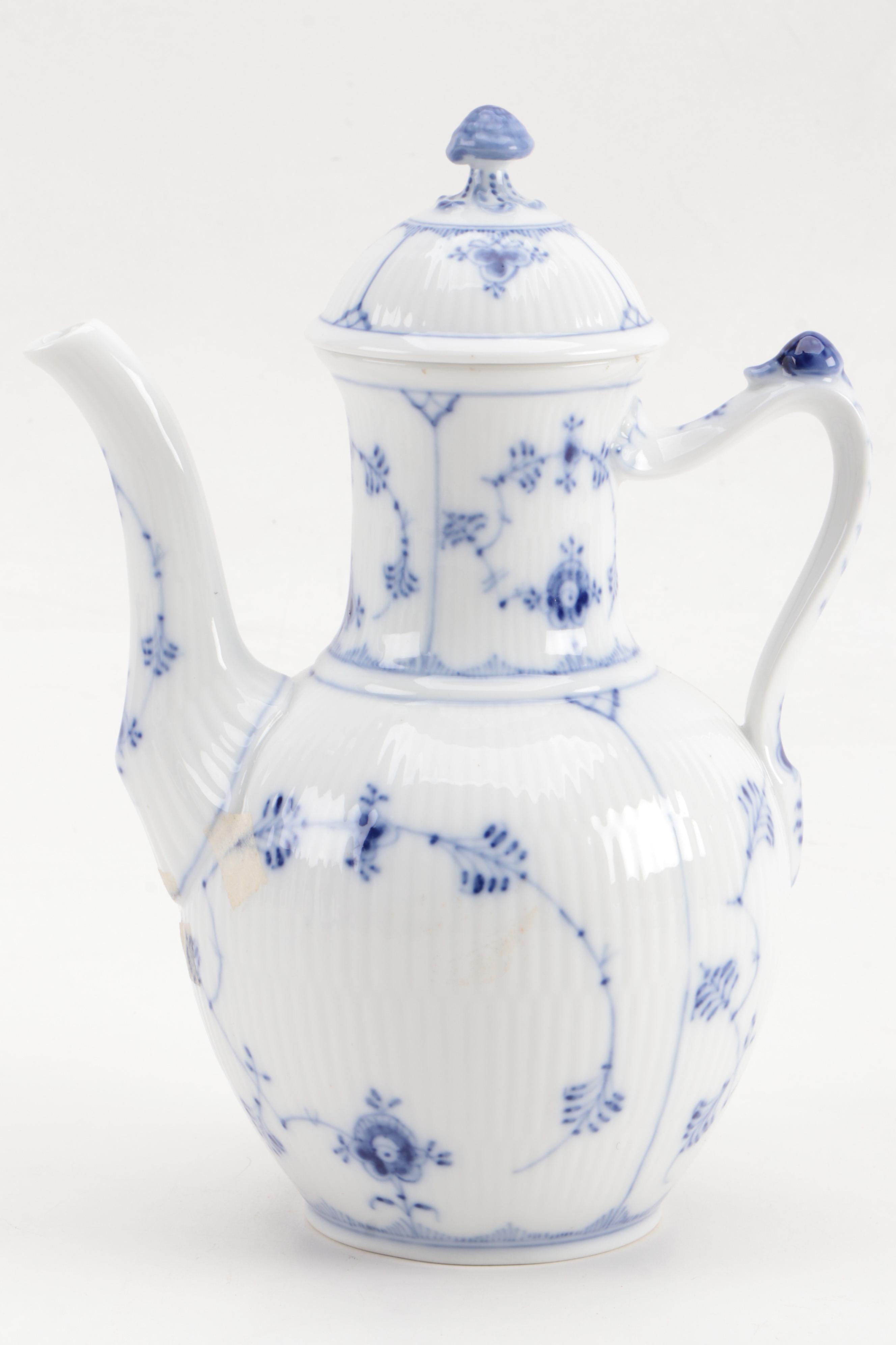 Royal Copenhagen "Blue Fluted" Coffee Pot, Tea Pot, and Sugar Bowl